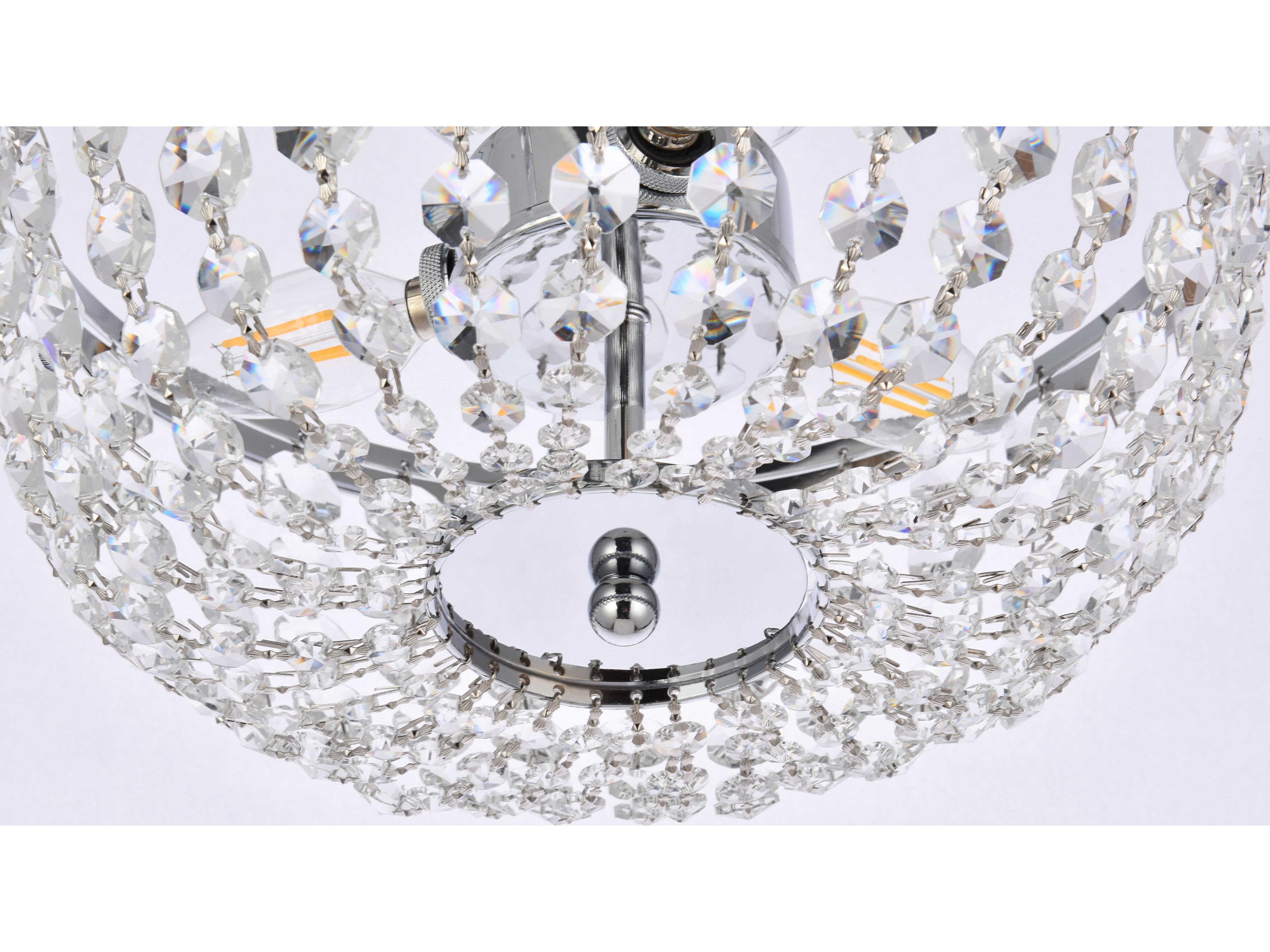 Elegant Lighting Cora 3-Light Chrome Crystal Semi Flush Mount