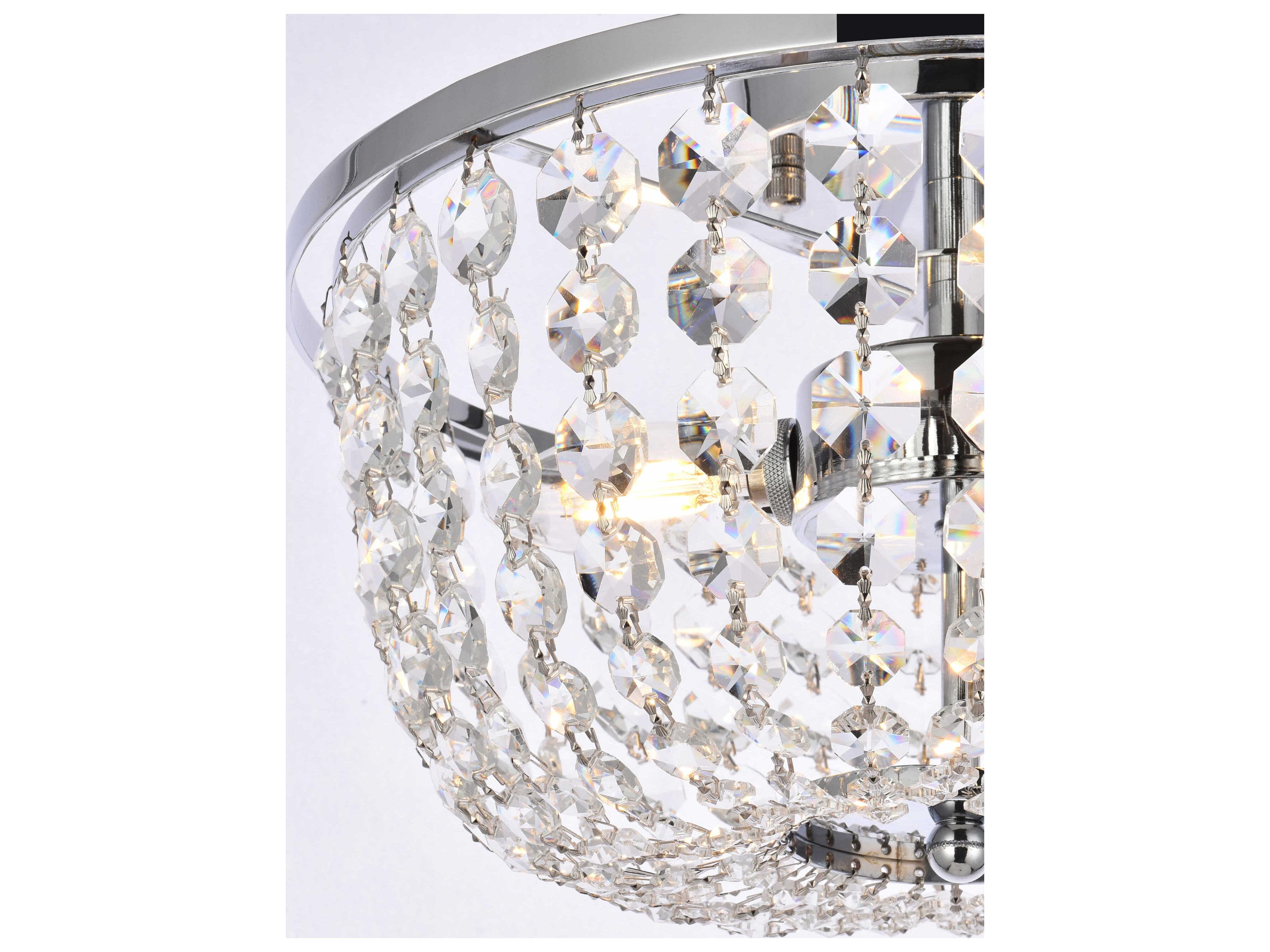 Elegant Lighting Cora 3-Light Chrome Crystal Semi Flush Mount