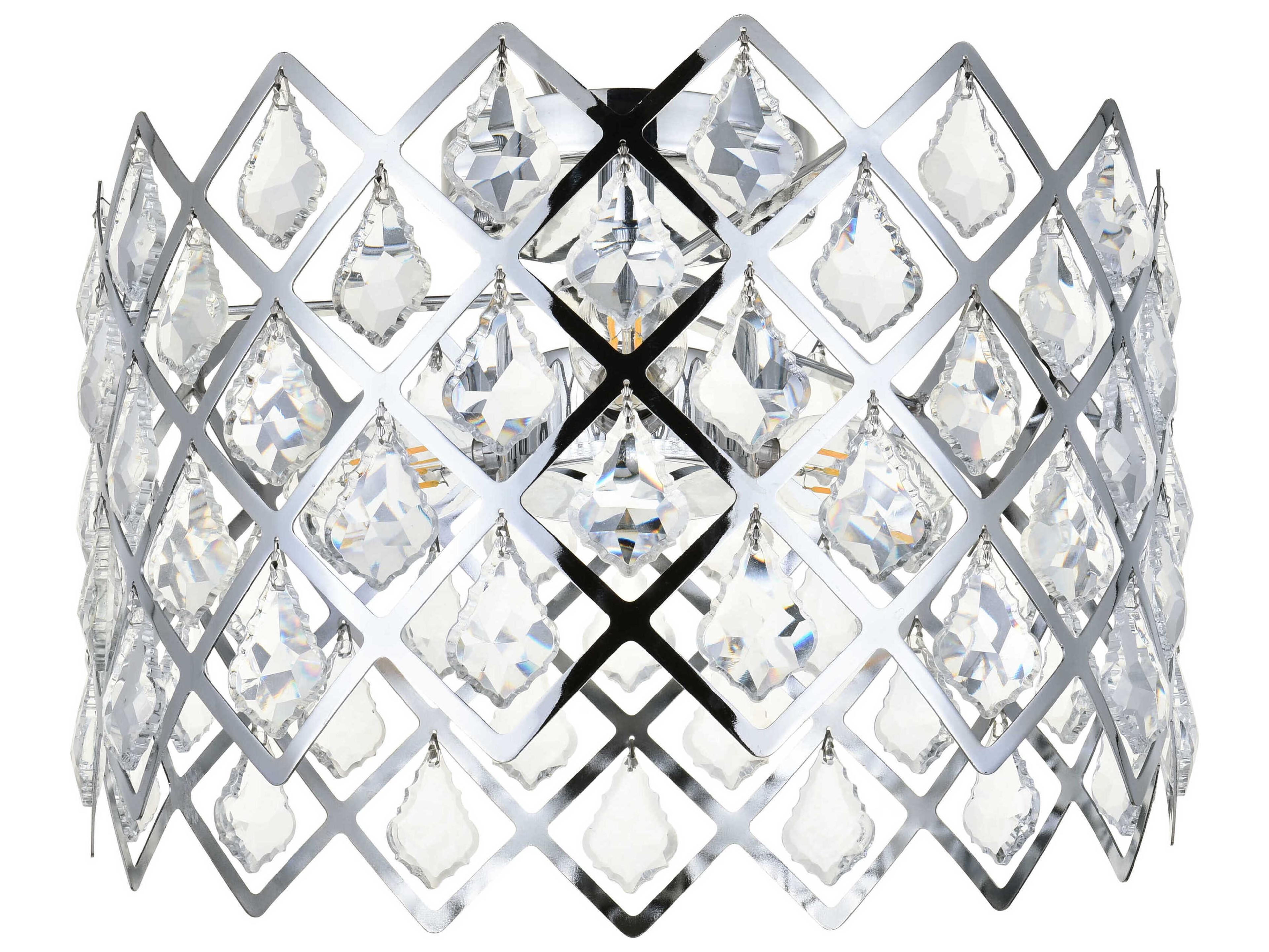 Elegant Lighting Lyla 3-Light Chrome Crystal Drum Flush Mount