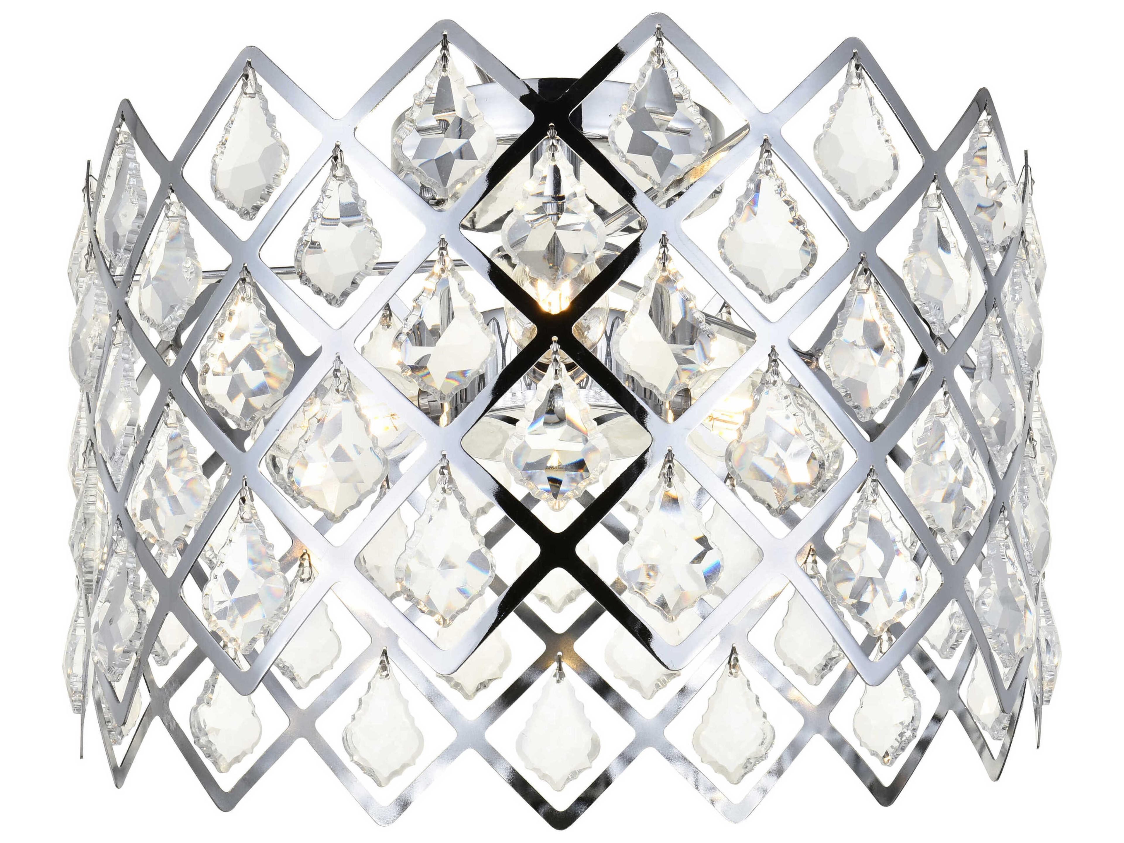 Elegant Lighting Lyla 3-Light Chrome Crystal Drum Flush Mount