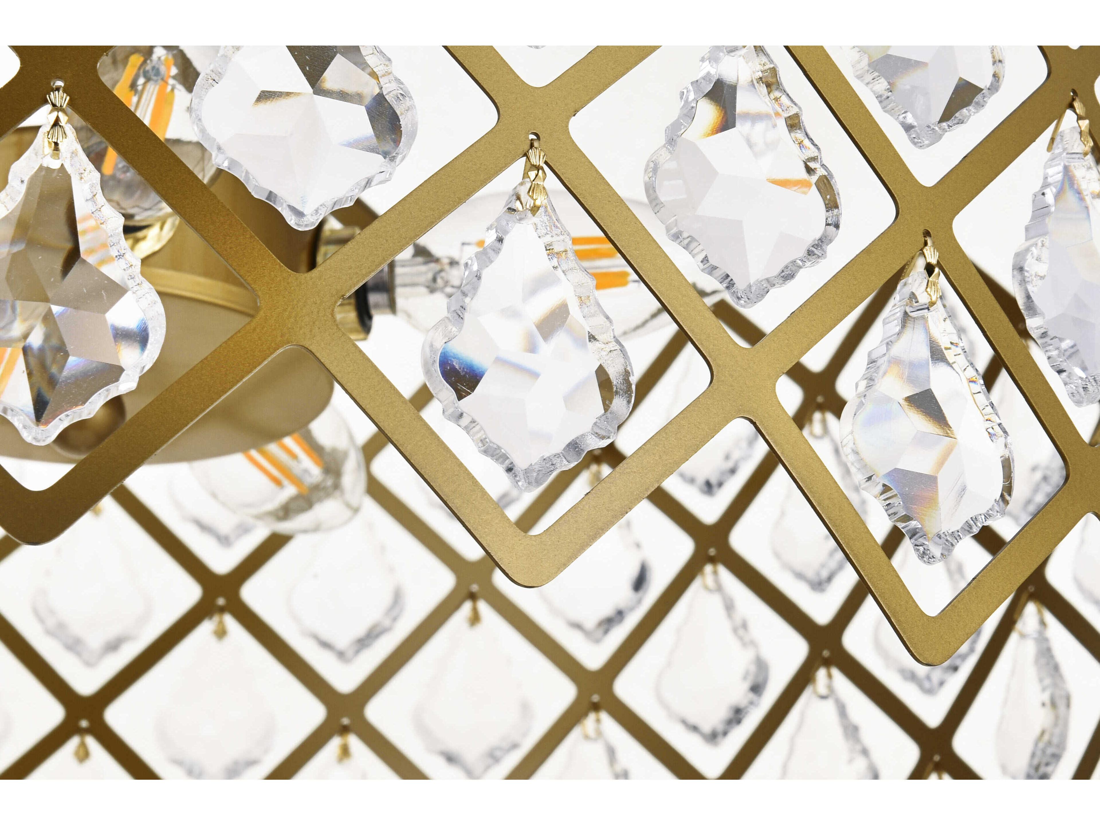 Elegant Lighting Lyla 3-Light Brass Crystal Drum Pendant