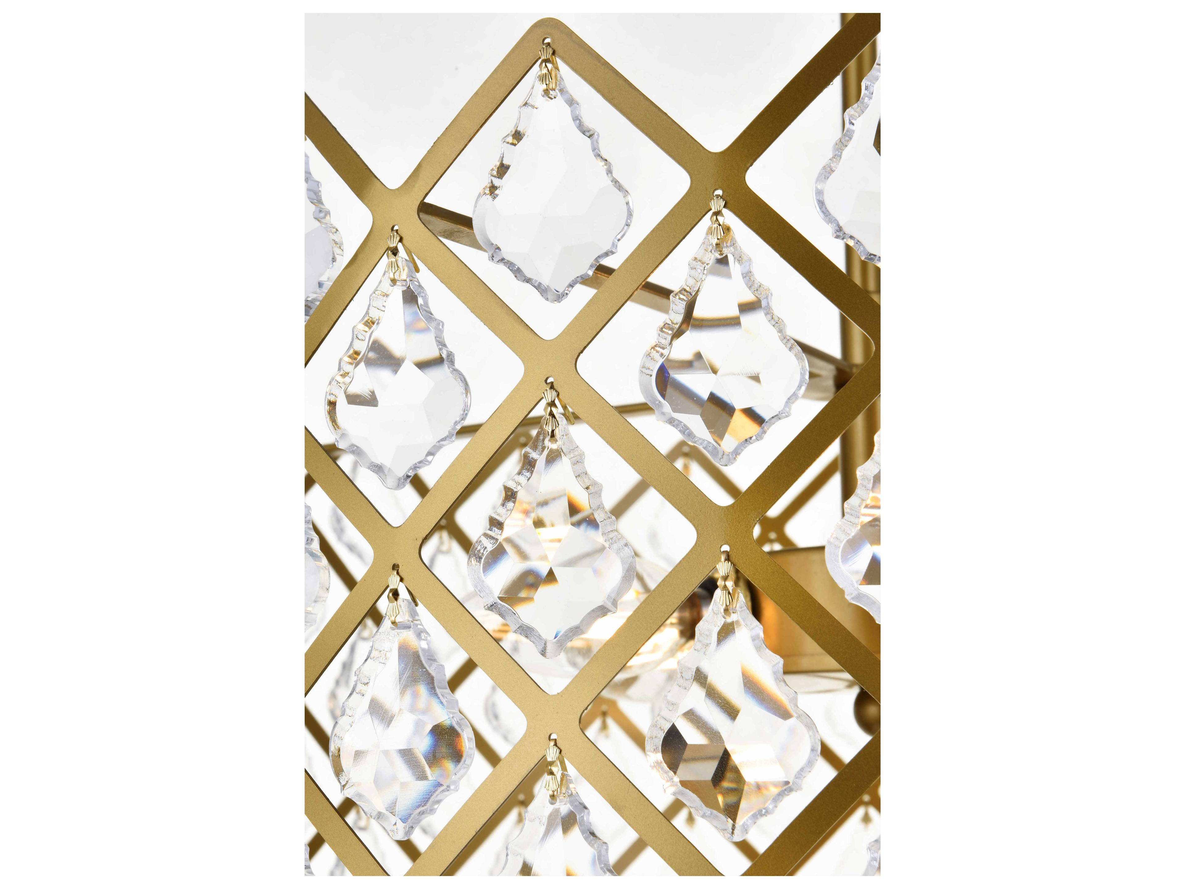 Elegant Lighting Lyla 3-Light Brass Crystal Drum Pendant