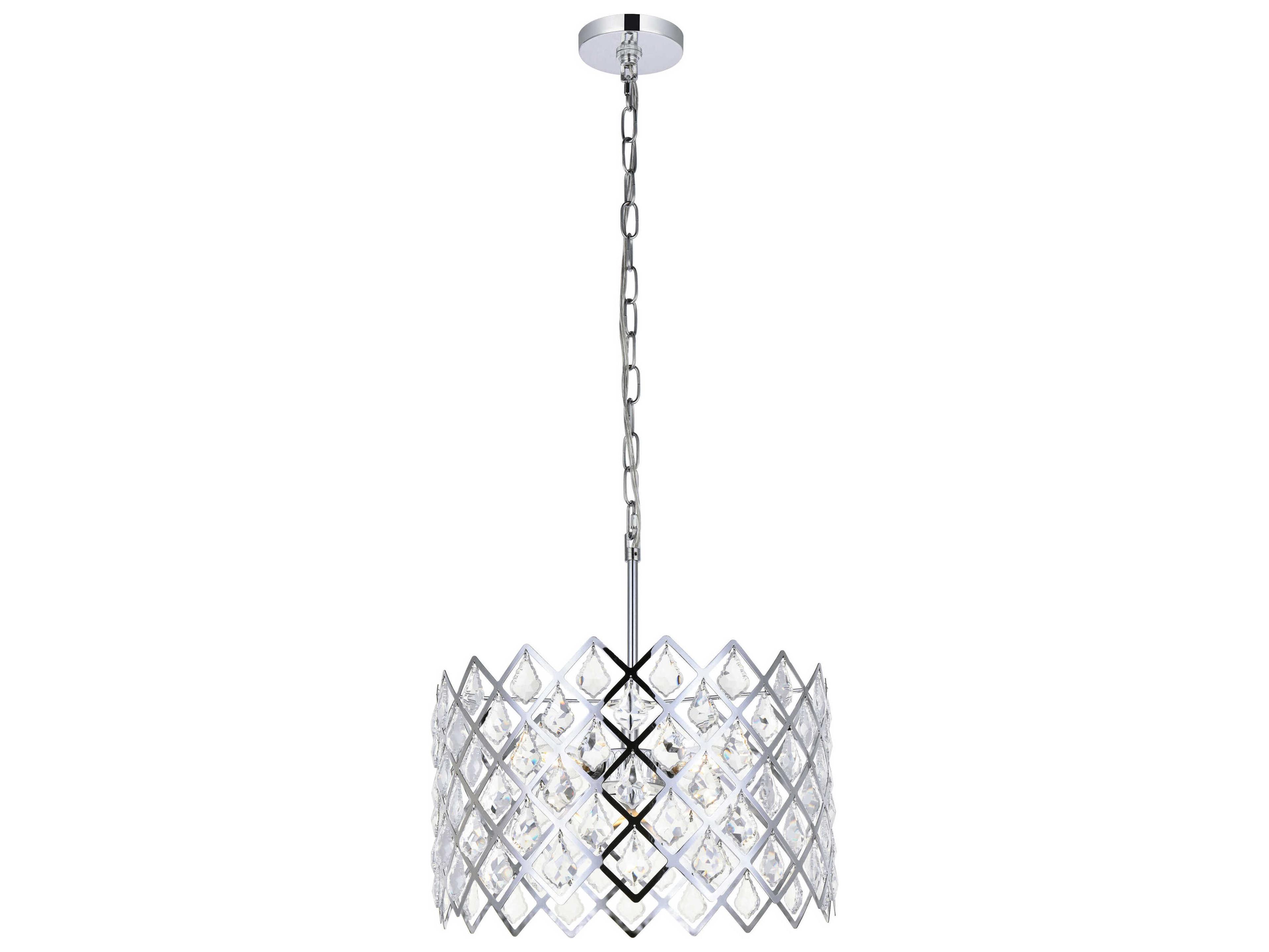 Lyla 3-Light Chrome Crystal Drum Pendant