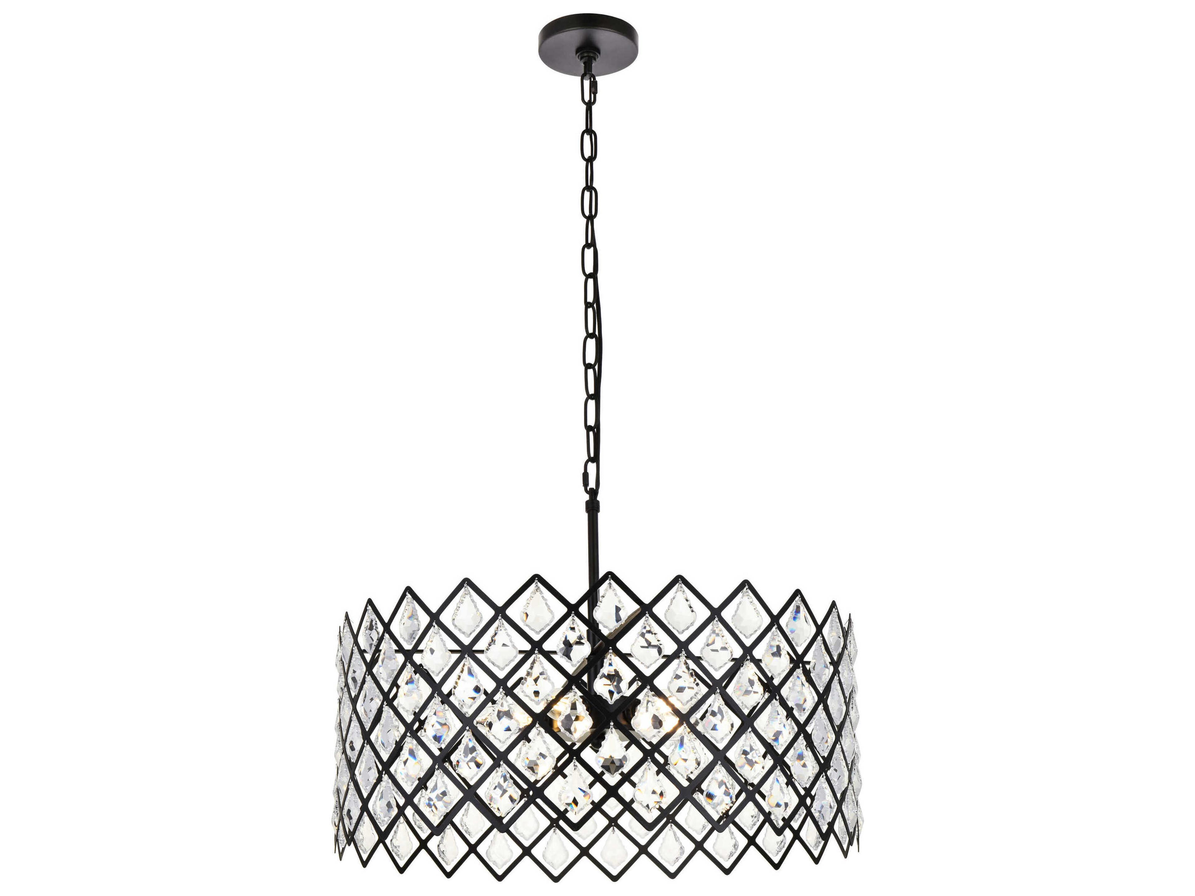 Lyla 5-Light Black Crystal Drum Pendant