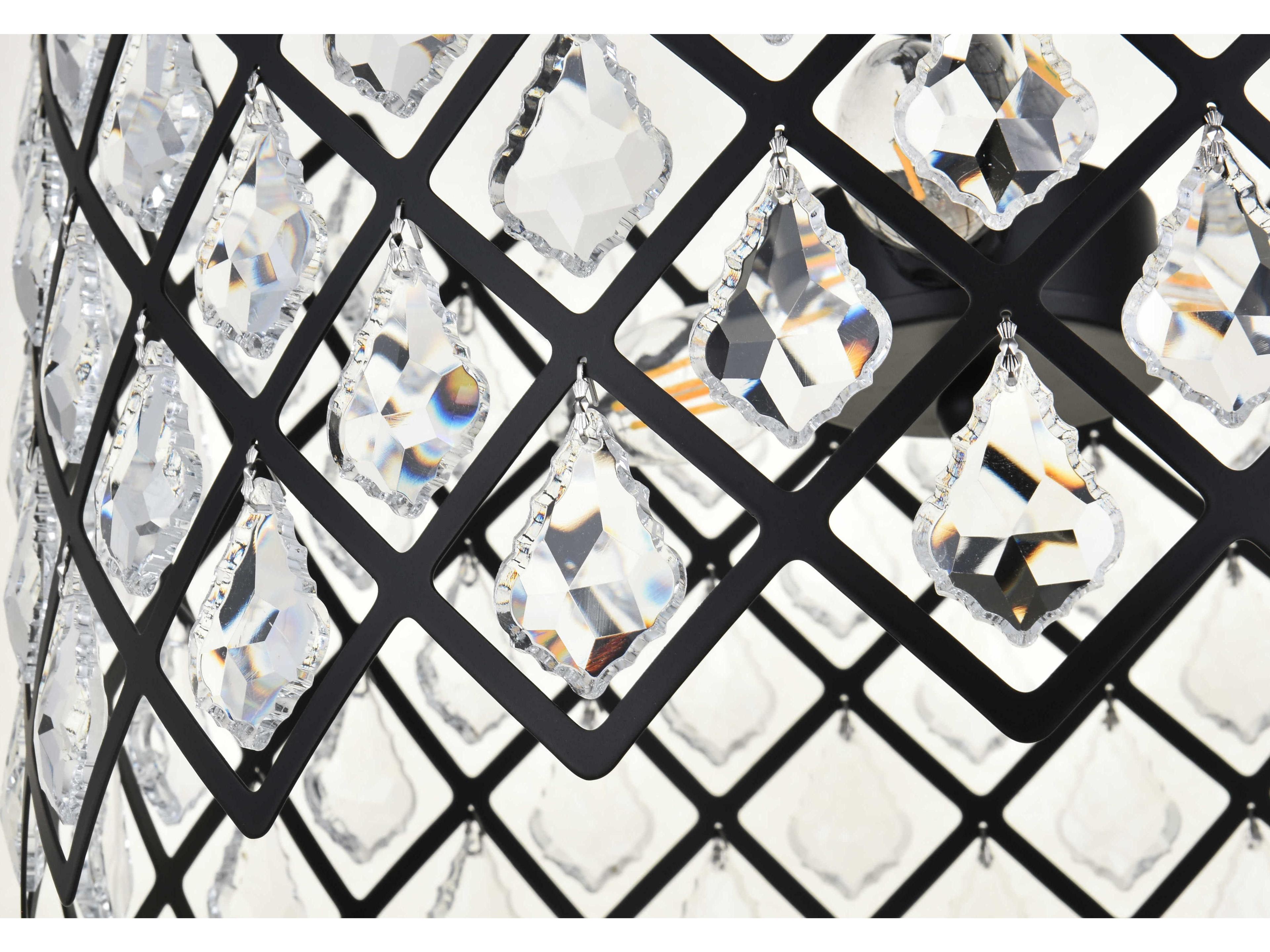 Elegant Lighting Lyla 5-Light Black Crystal Drum Pendant