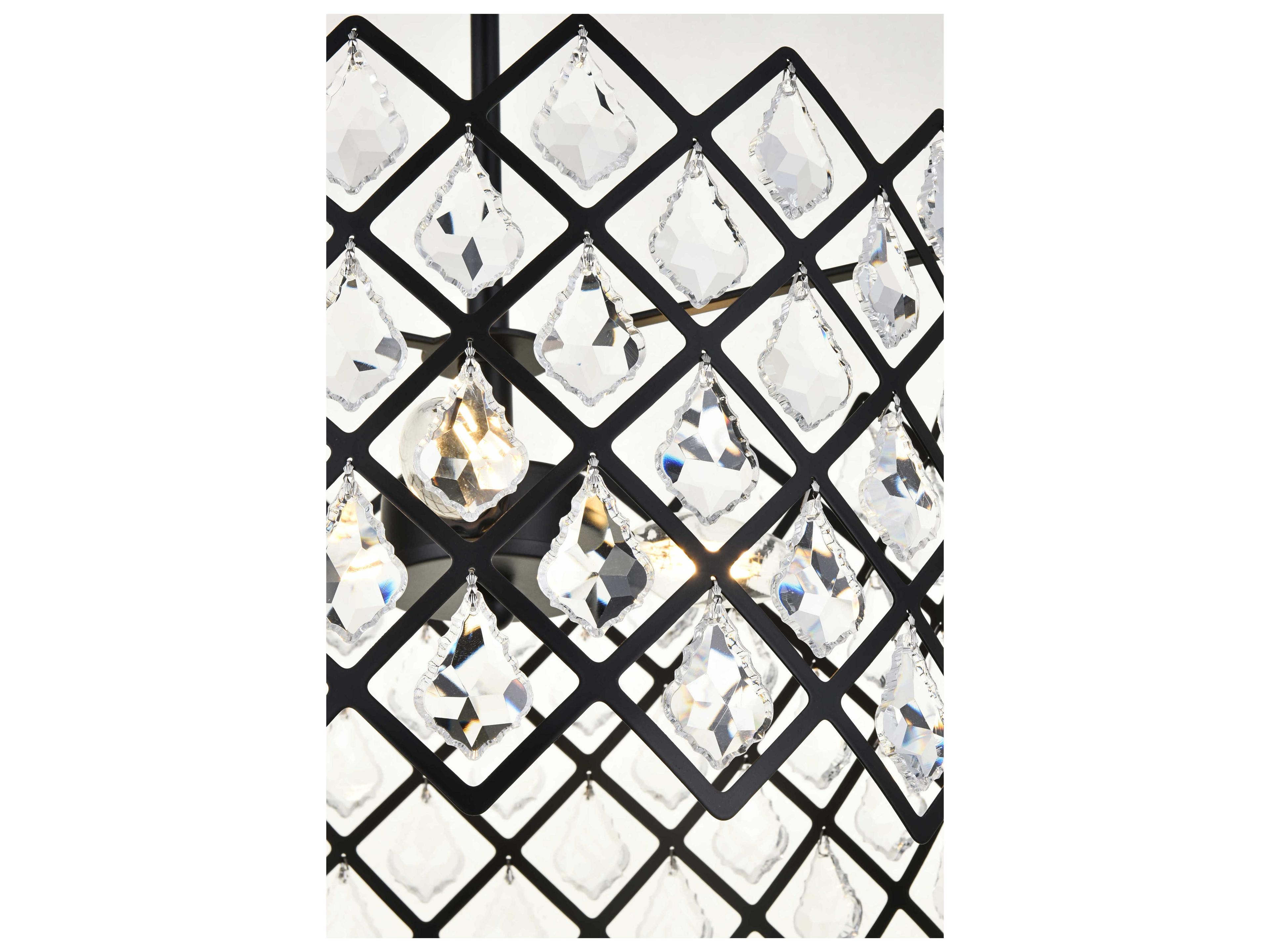 Elegant Lighting Lyla 5-Light Black Crystal Drum Pendant