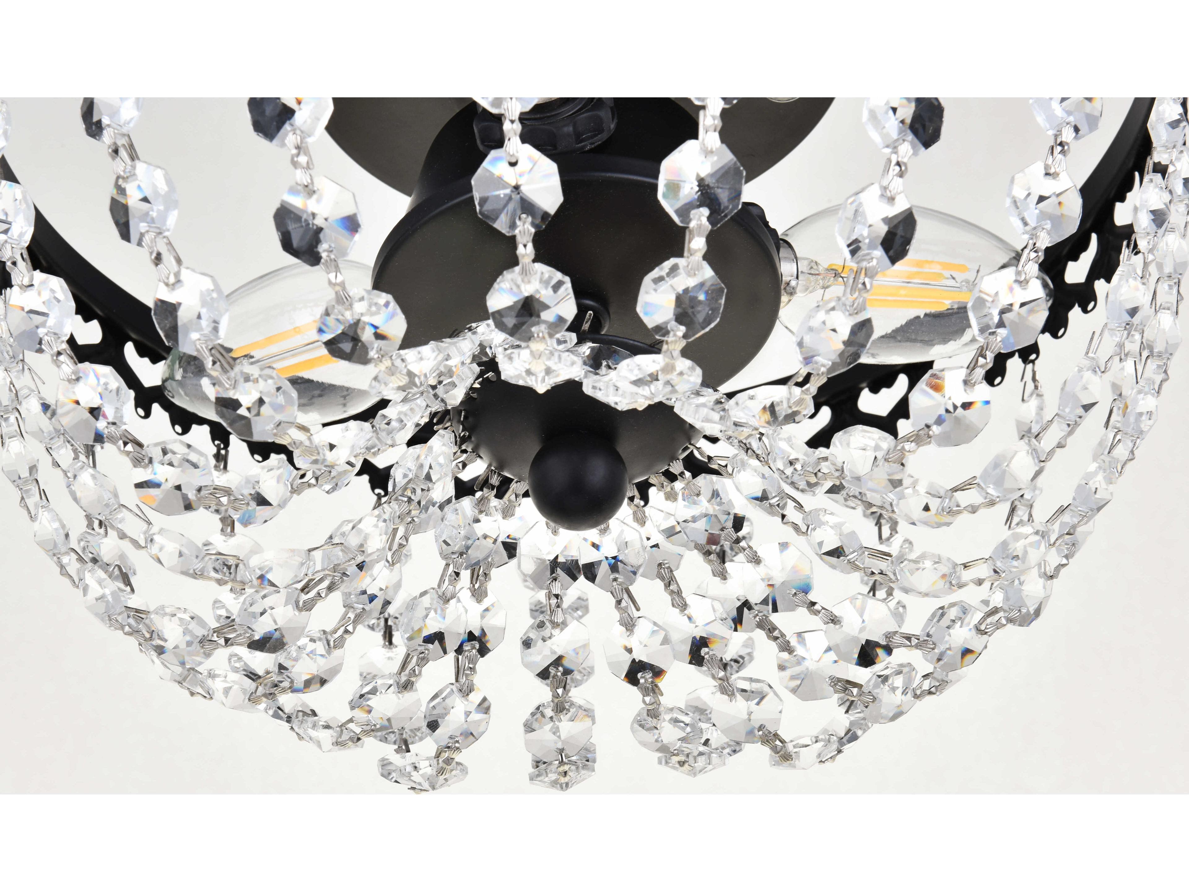 Elegant Lighting Kylie 3-Light Black Crystal Flush Mount