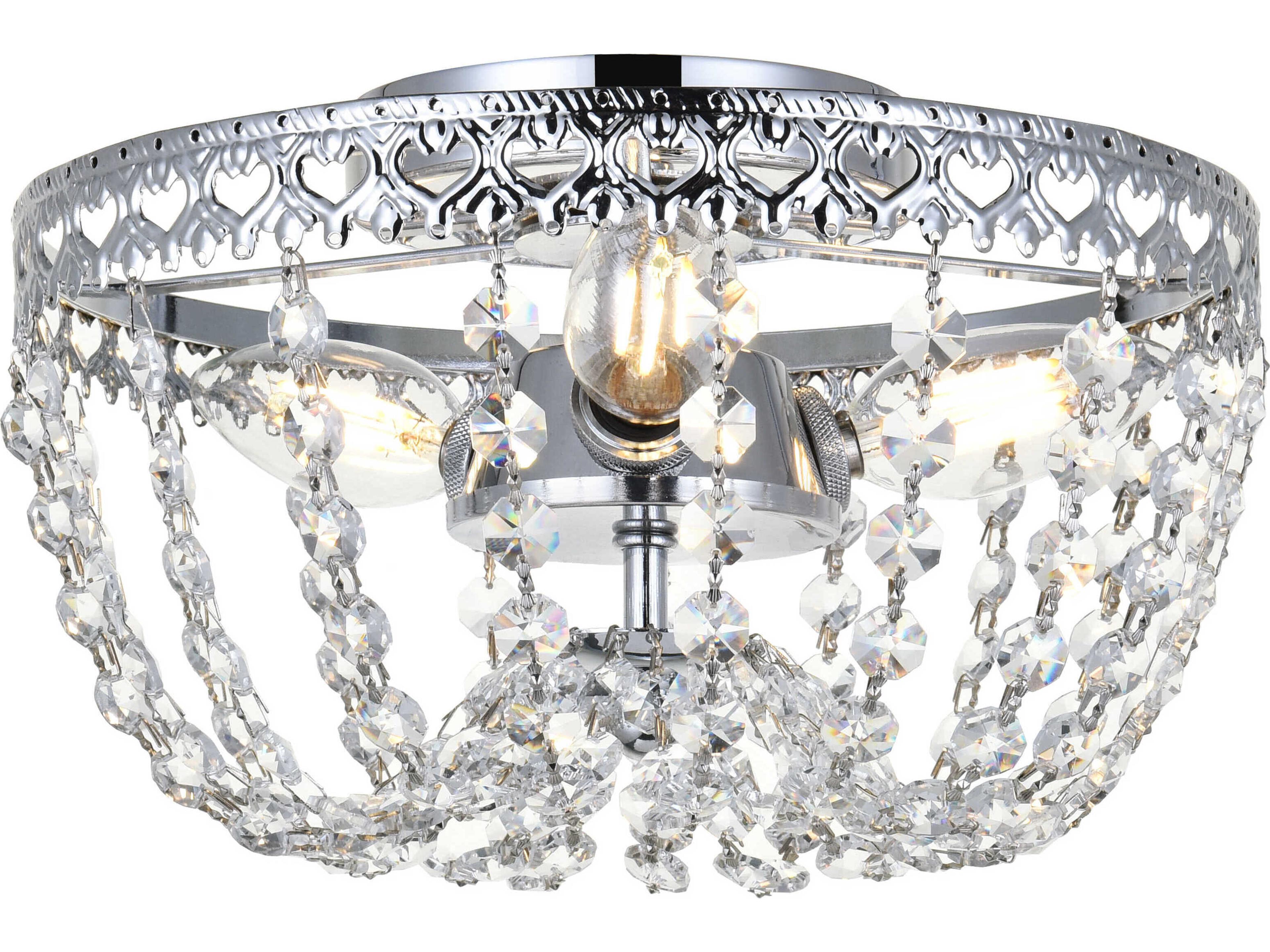 Kylie 3-Light Chrome Crystal Flush Mount