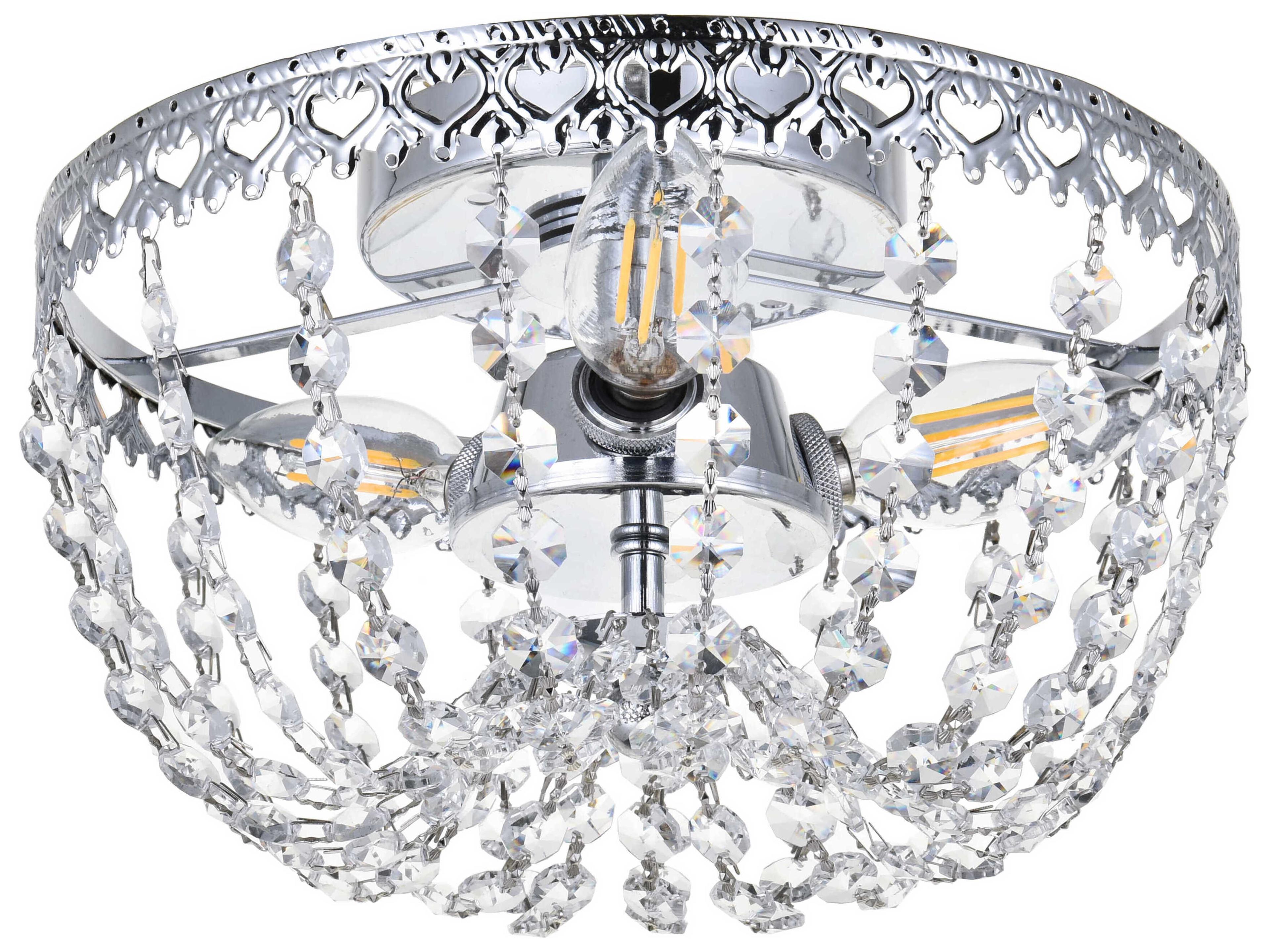 Elegant Lighting Kylie 3-Light Chrome Crystal Flush Mount