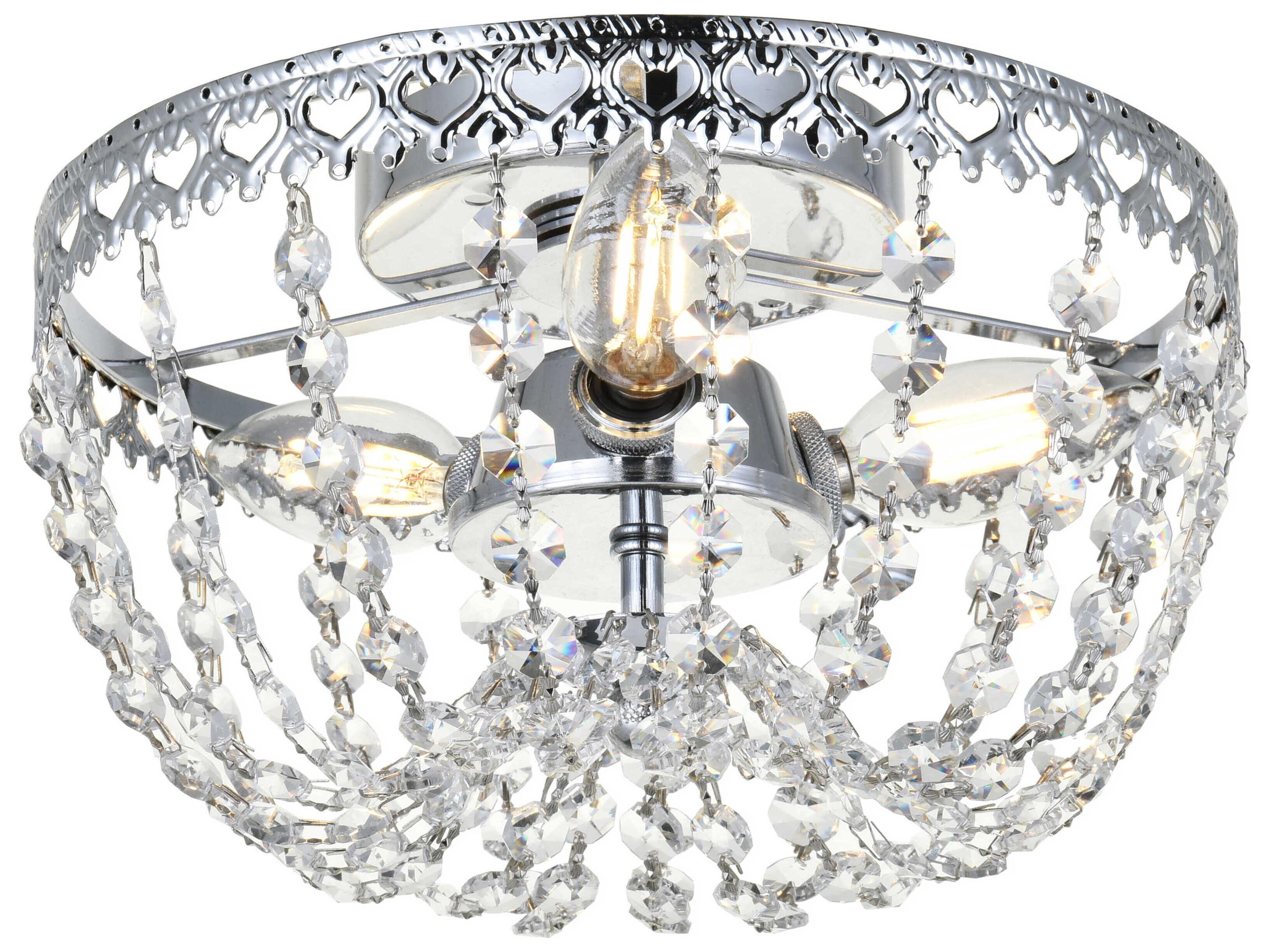 Elegant Lighting Kylie 3-Light Chrome Crystal Flush Mount