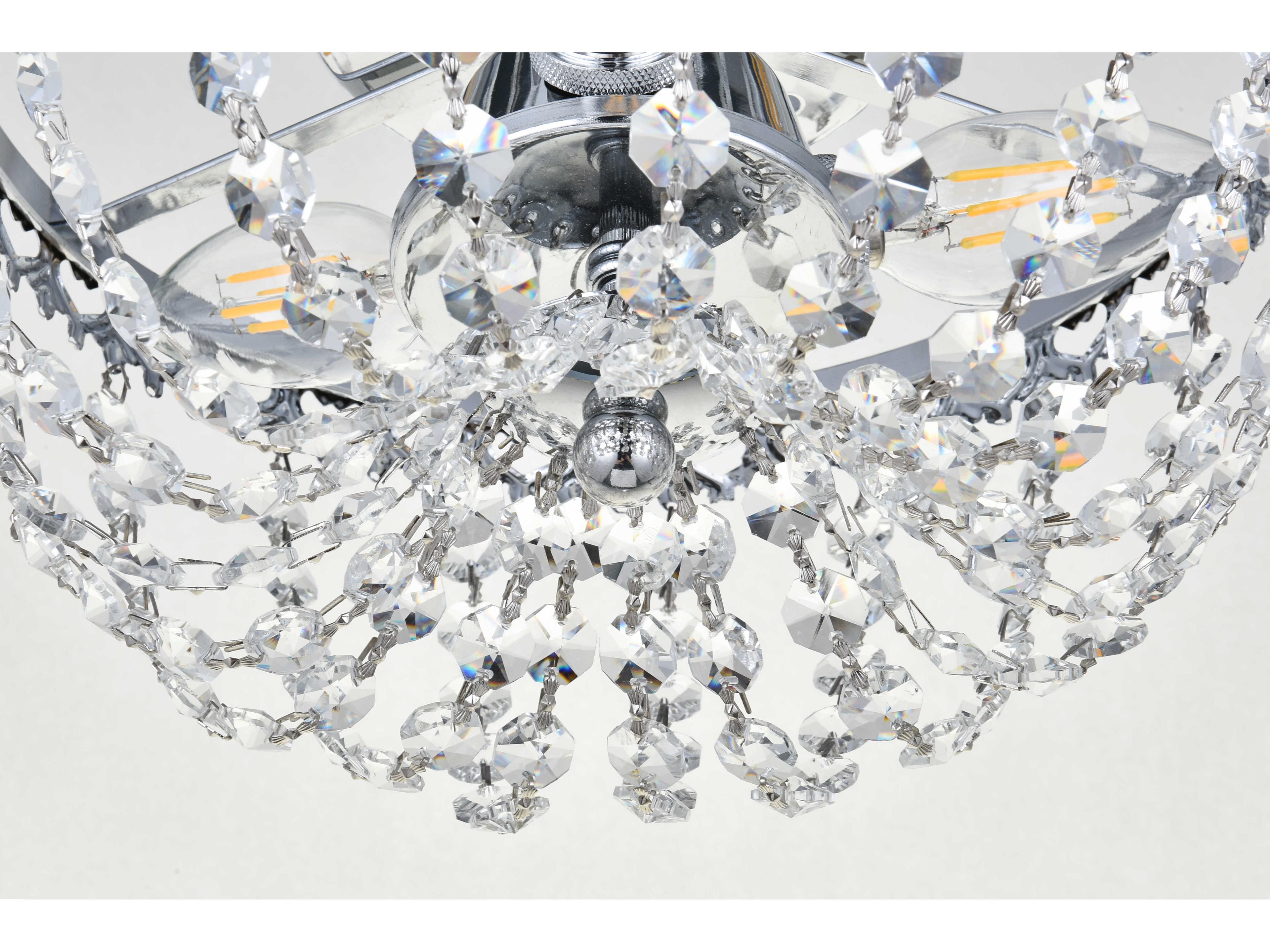 Elegant Lighting Kylie 3-Light Chrome Crystal Flush Mount