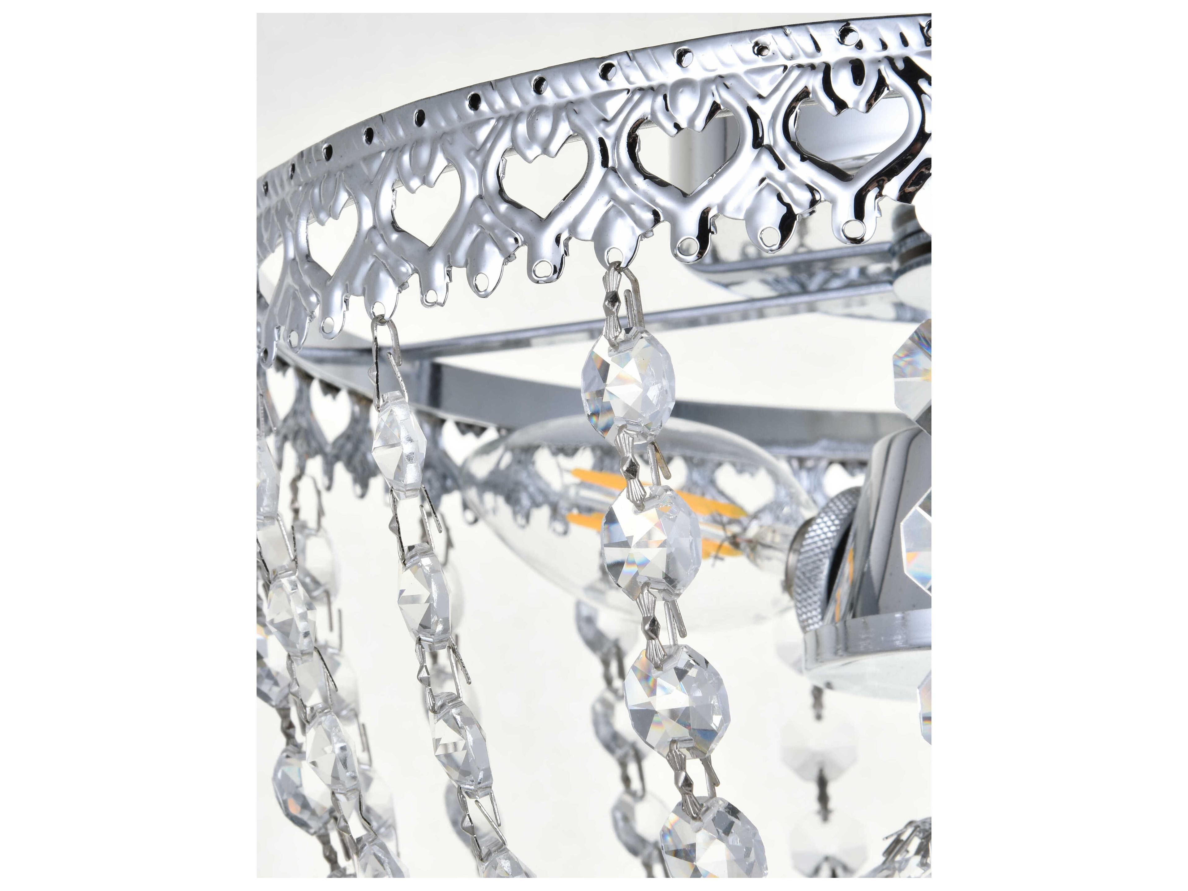 Elegant Lighting Kylie 3-Light Chrome Crystal Flush Mount