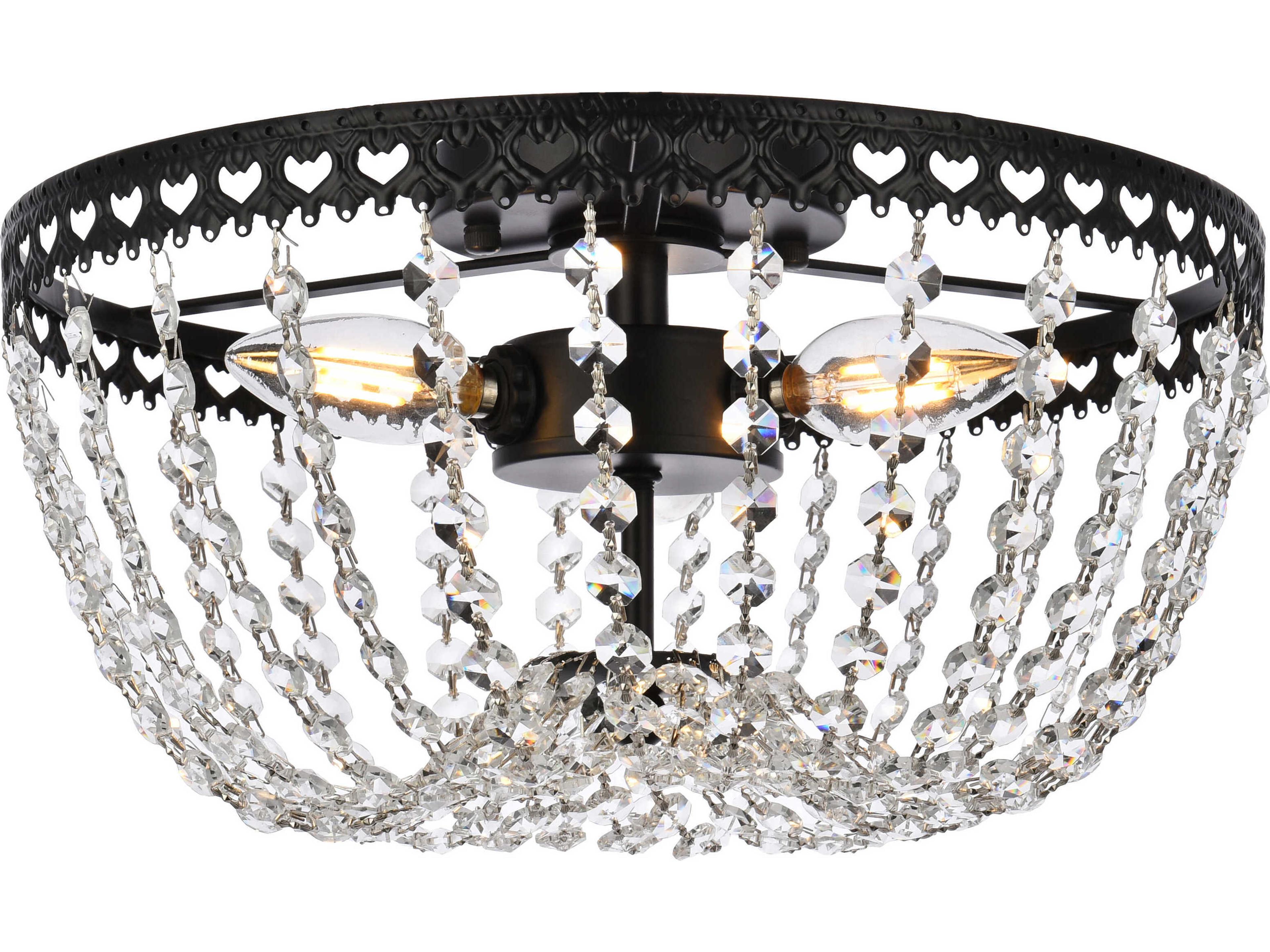Kylie 3-Light Black Crystal Flush Mount