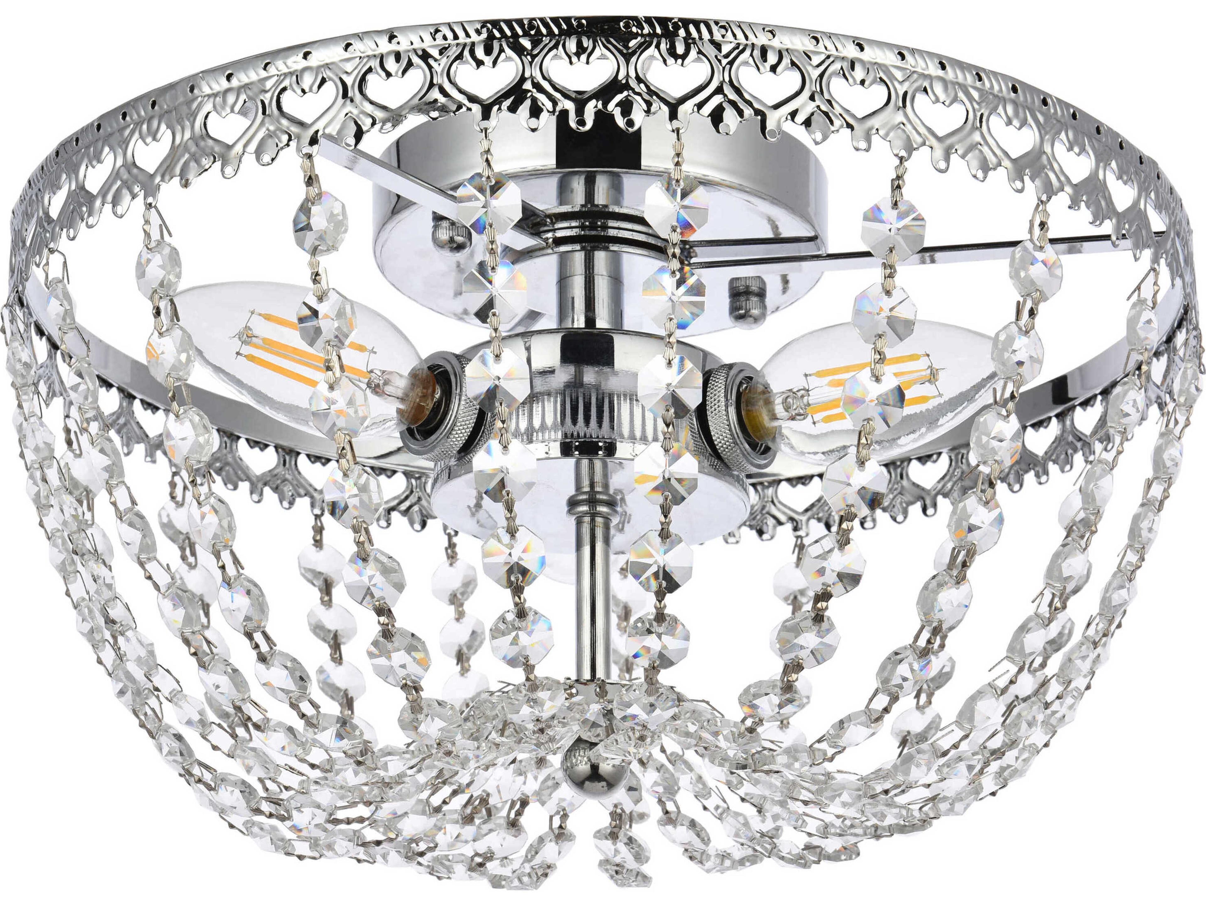 Elegant Lighting Kylie 3-Light Chrome Crystal Flush Mount