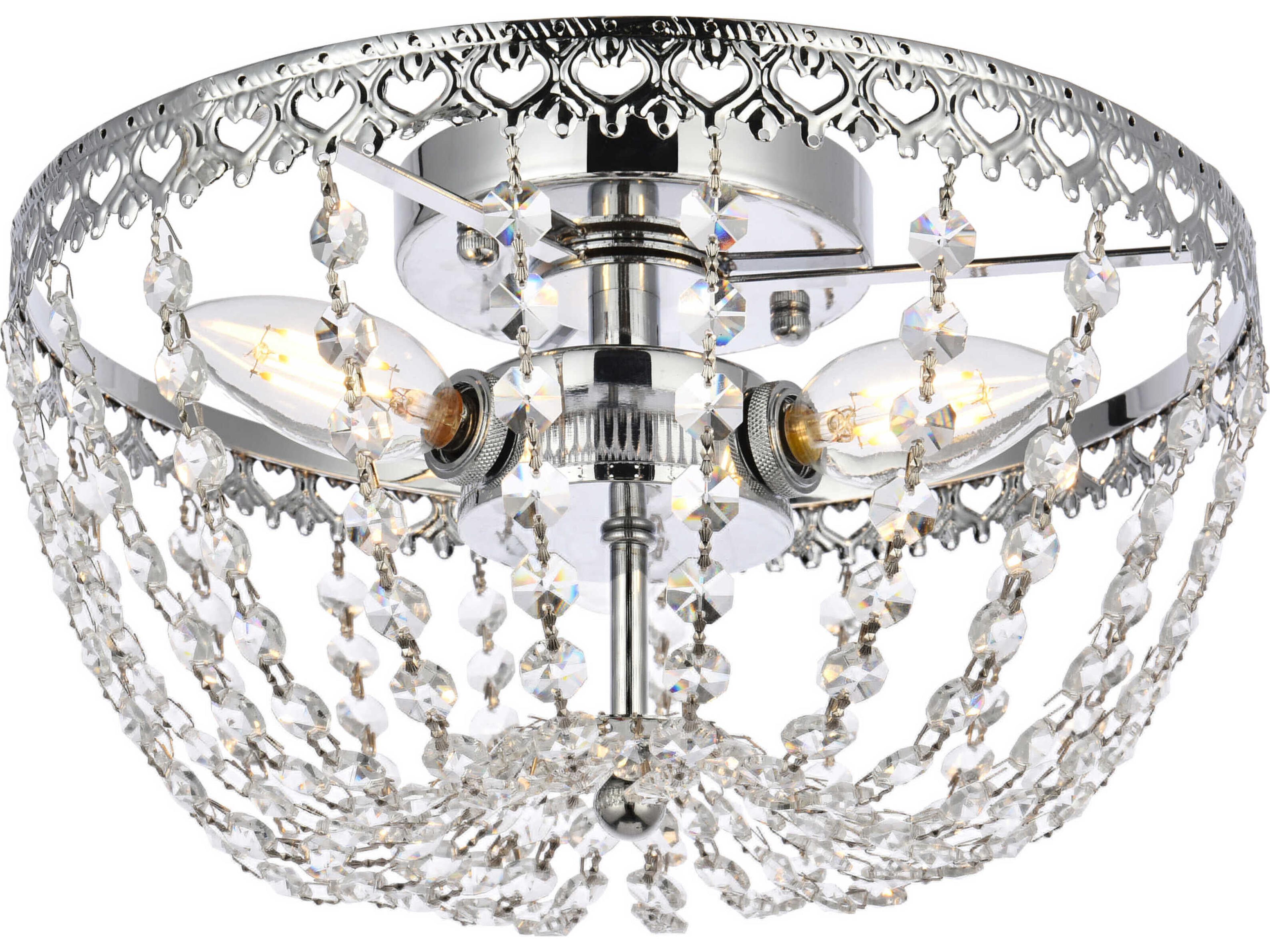 Elegant Lighting Kylie 3-Light Chrome Crystal Flush Mount