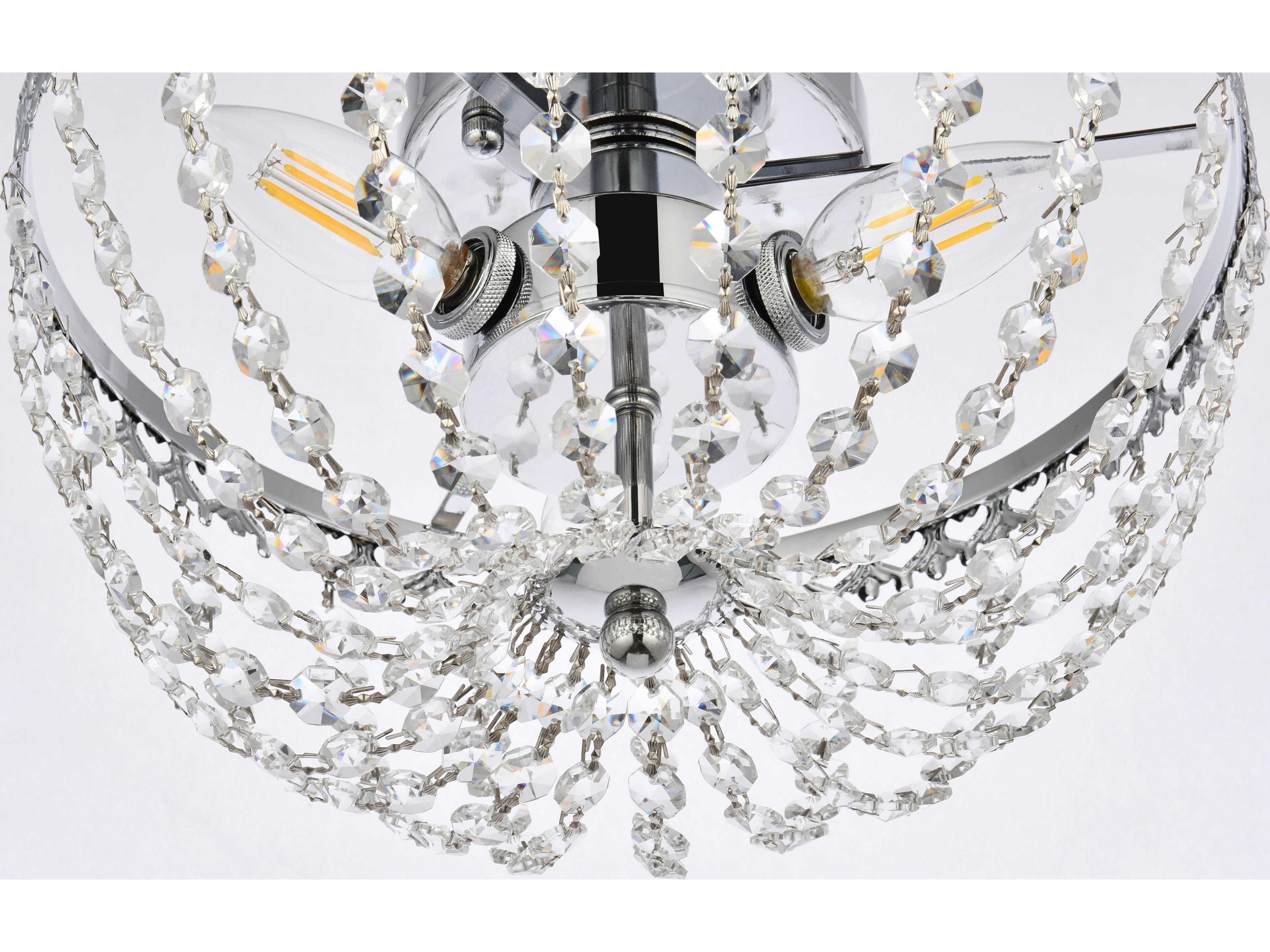 Elegant Lighting Kylie 3-Light Chrome Crystal Flush Mount