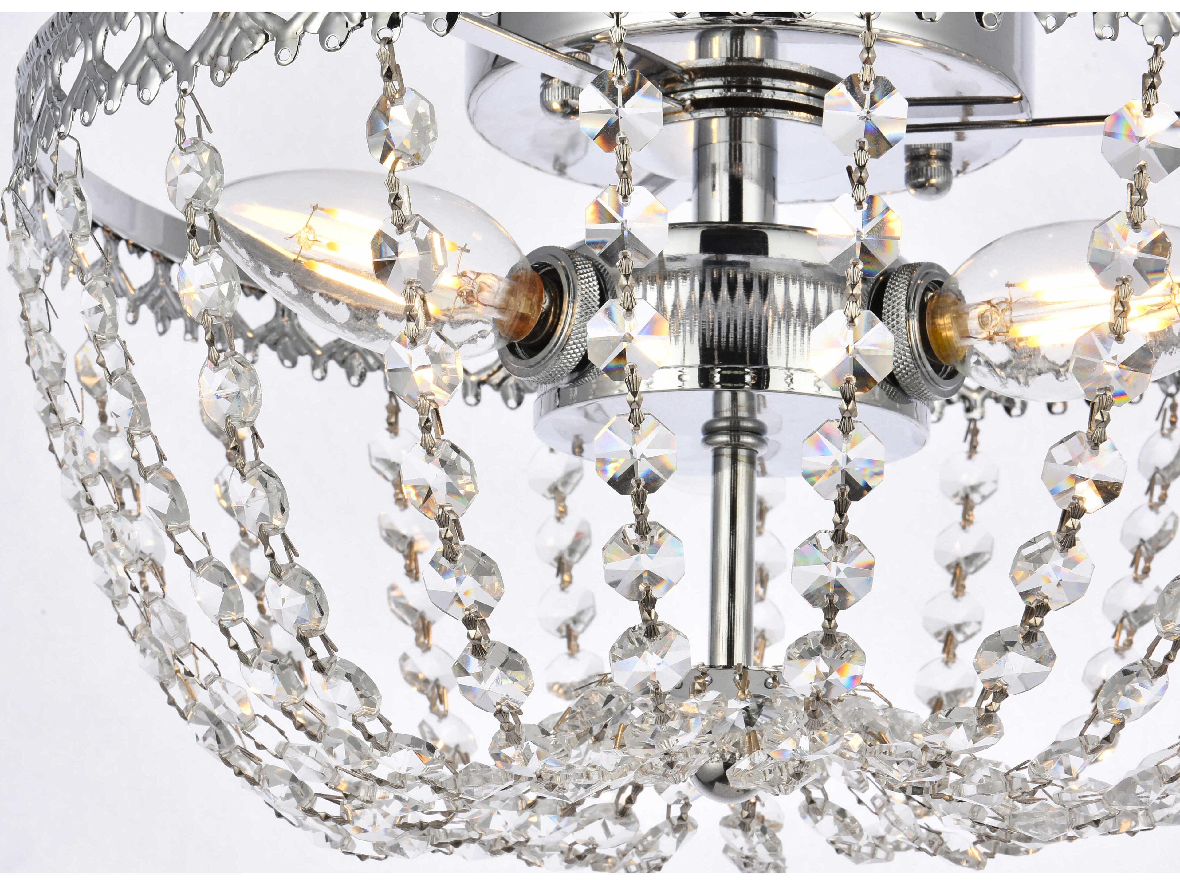 Elegant Lighting Kylie 3-Light Chrome Crystal Flush Mount