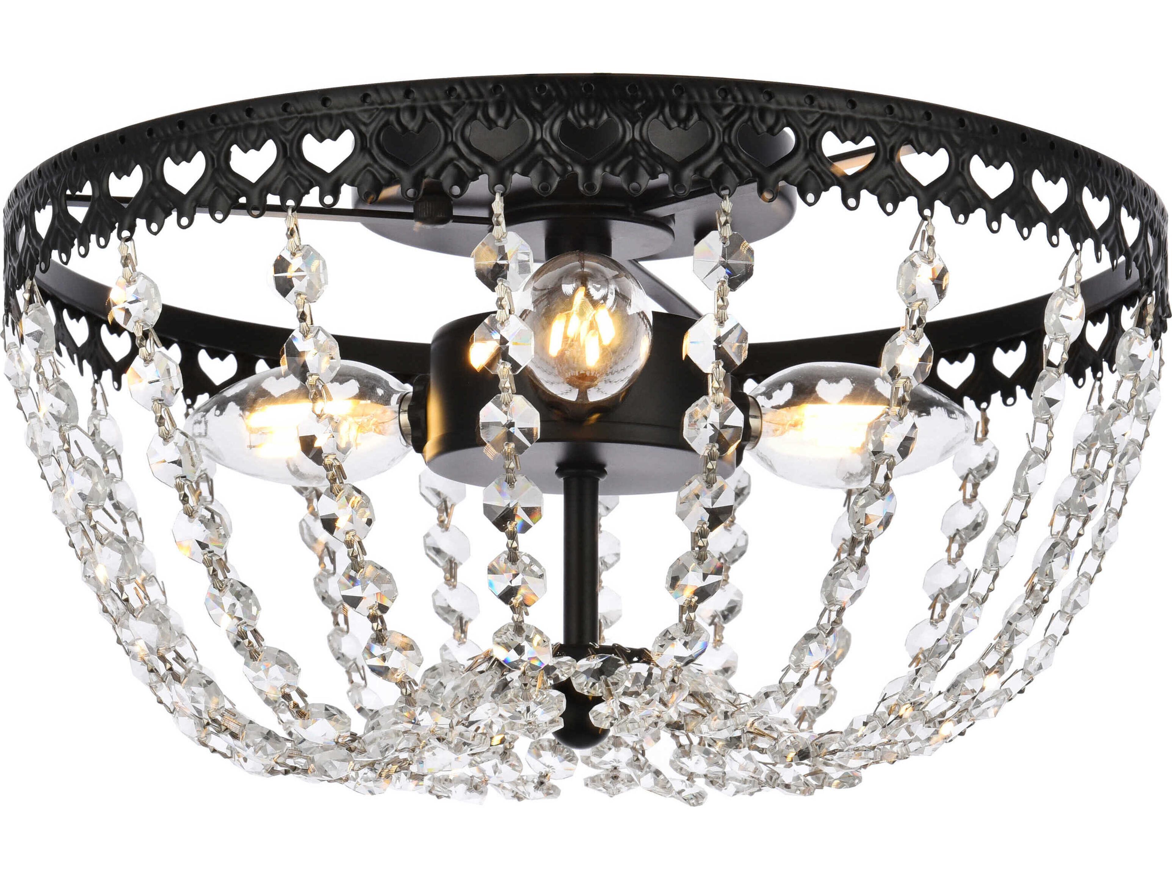 Kylie 3-Light Black Crystal Flush Mount