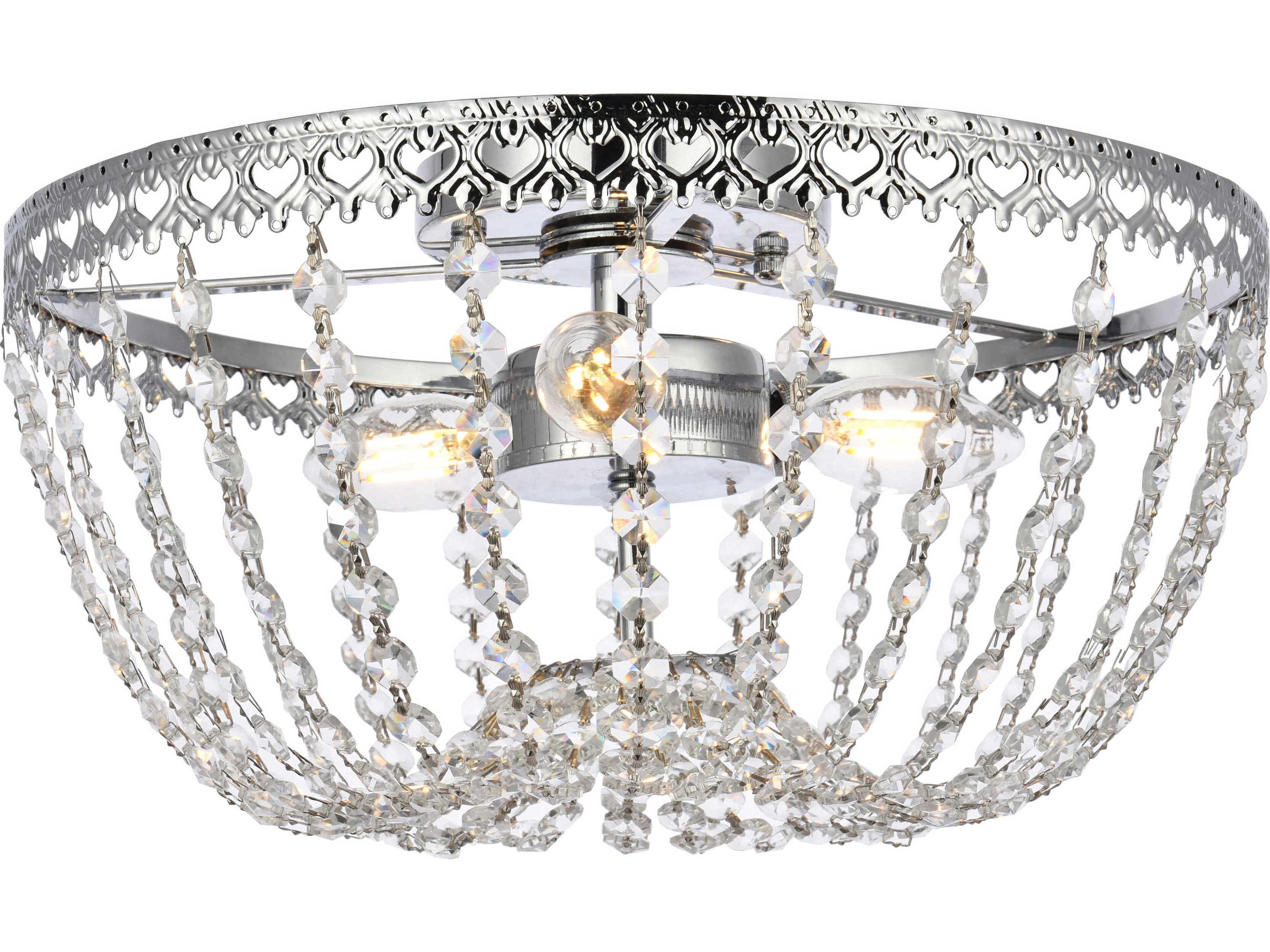 Kylie 3-Light Chrome Crystal Flush Mount
