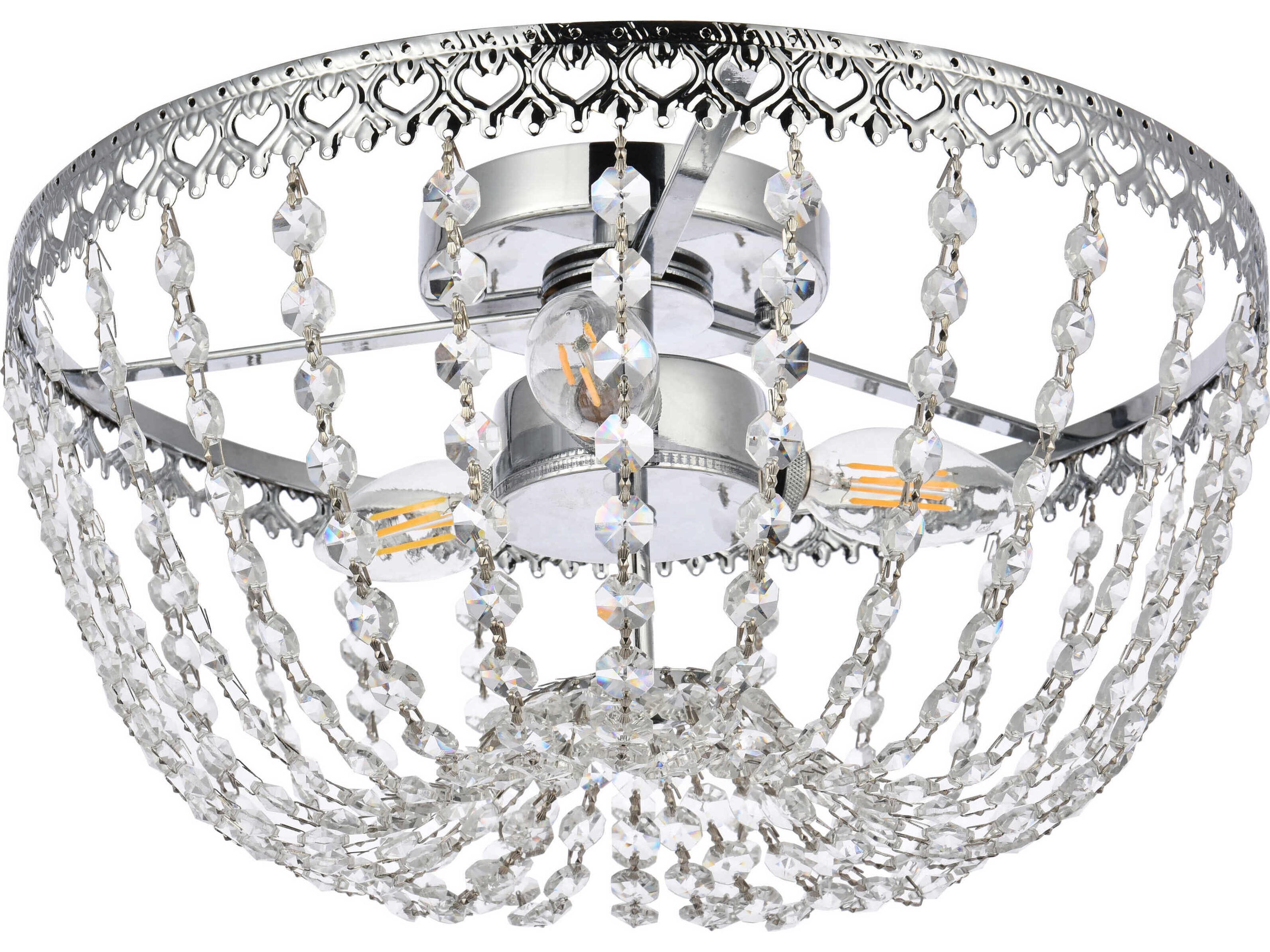 Elegant Lighting Kylie 3-Light Chrome Crystal Flush Mount
