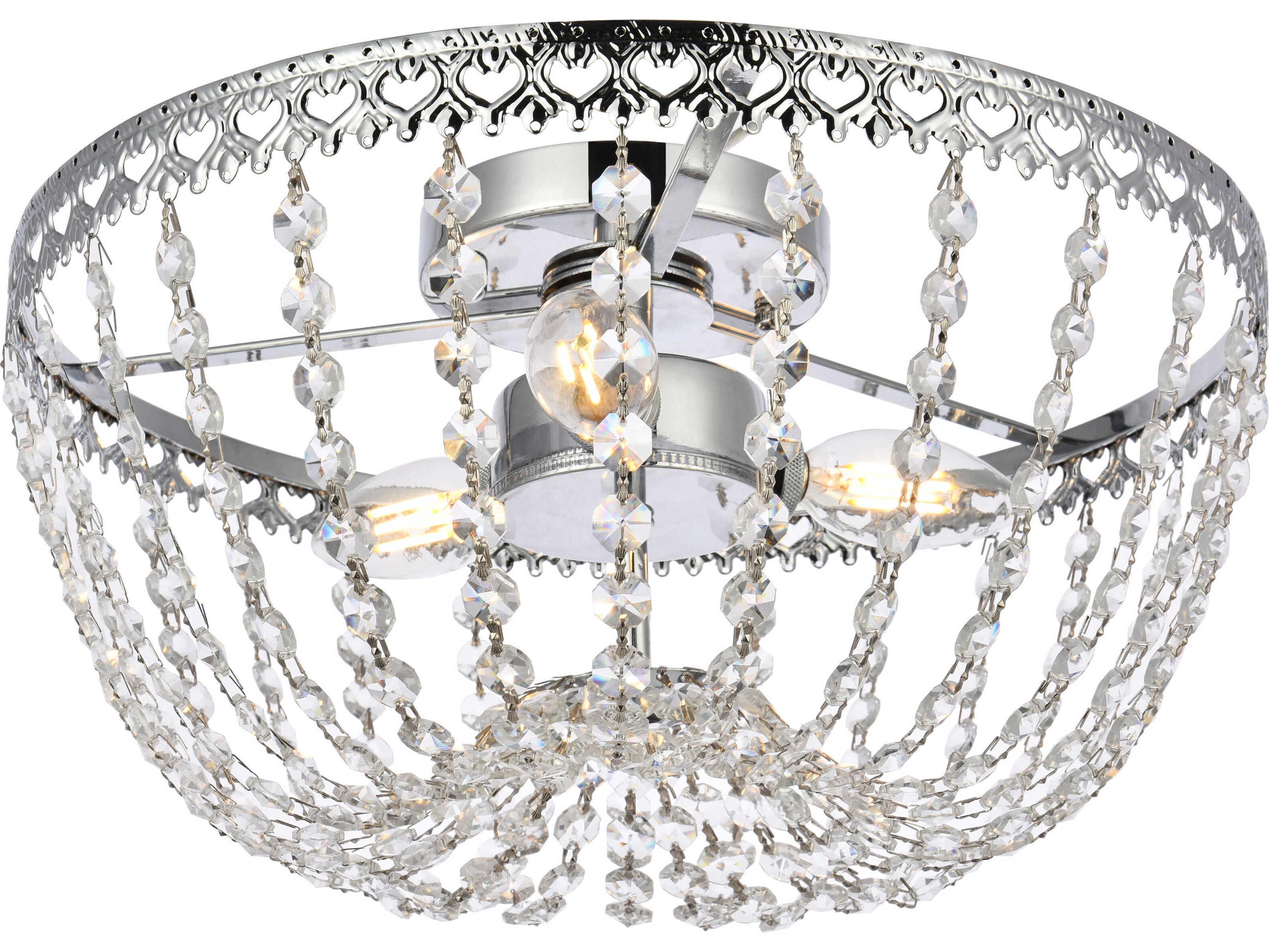 Elegant Lighting Kylie 3-Light Chrome Crystal Flush Mount