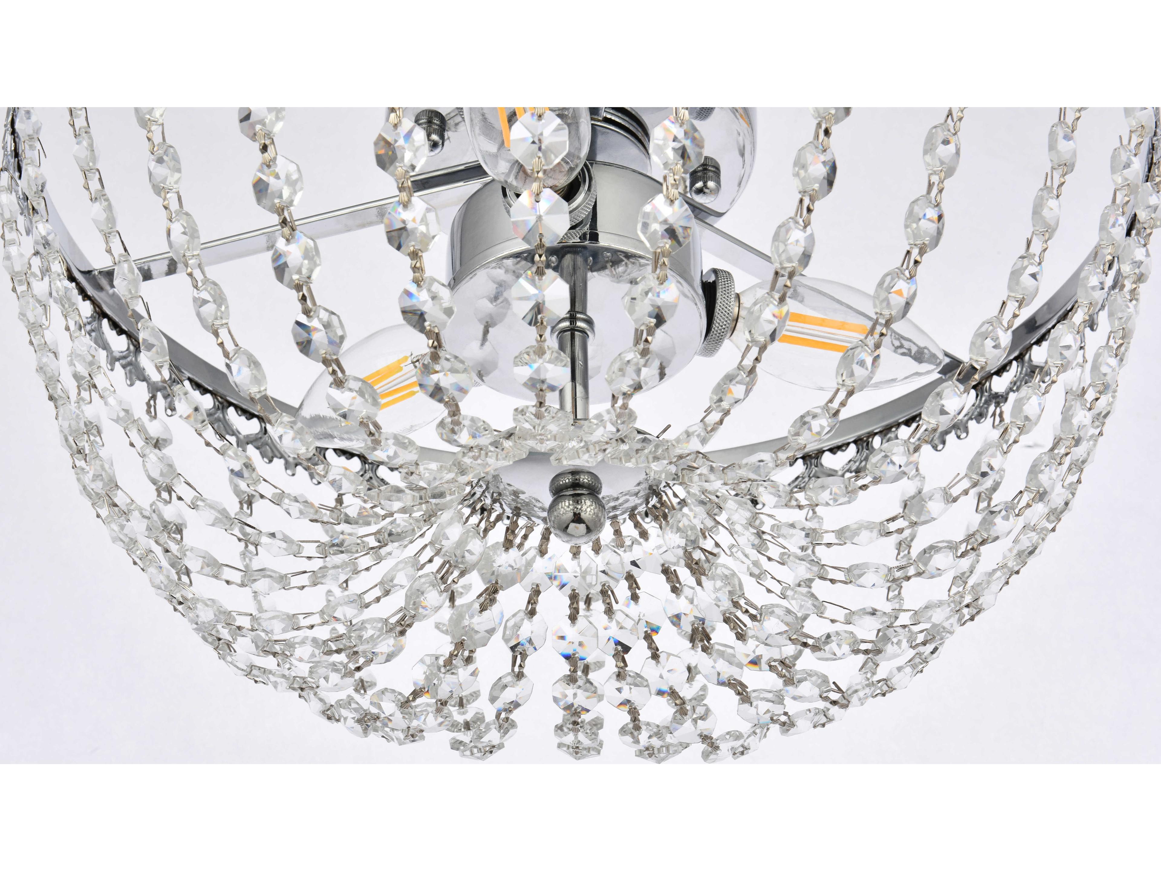 Elegant Lighting Kylie 3-Light Chrome Crystal Flush Mount