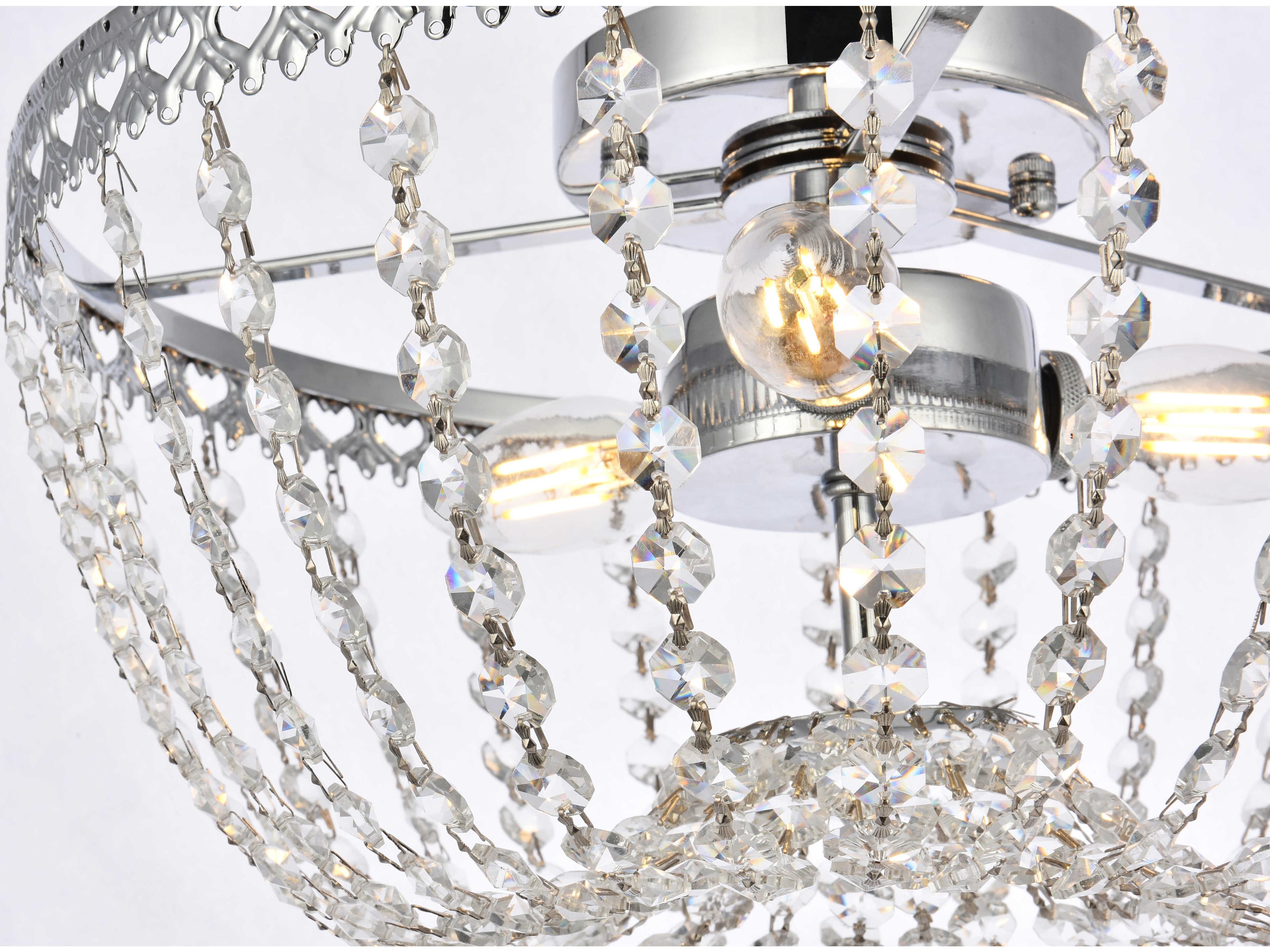 Elegant Lighting Kylie 3-Light Chrome Crystal Flush Mount