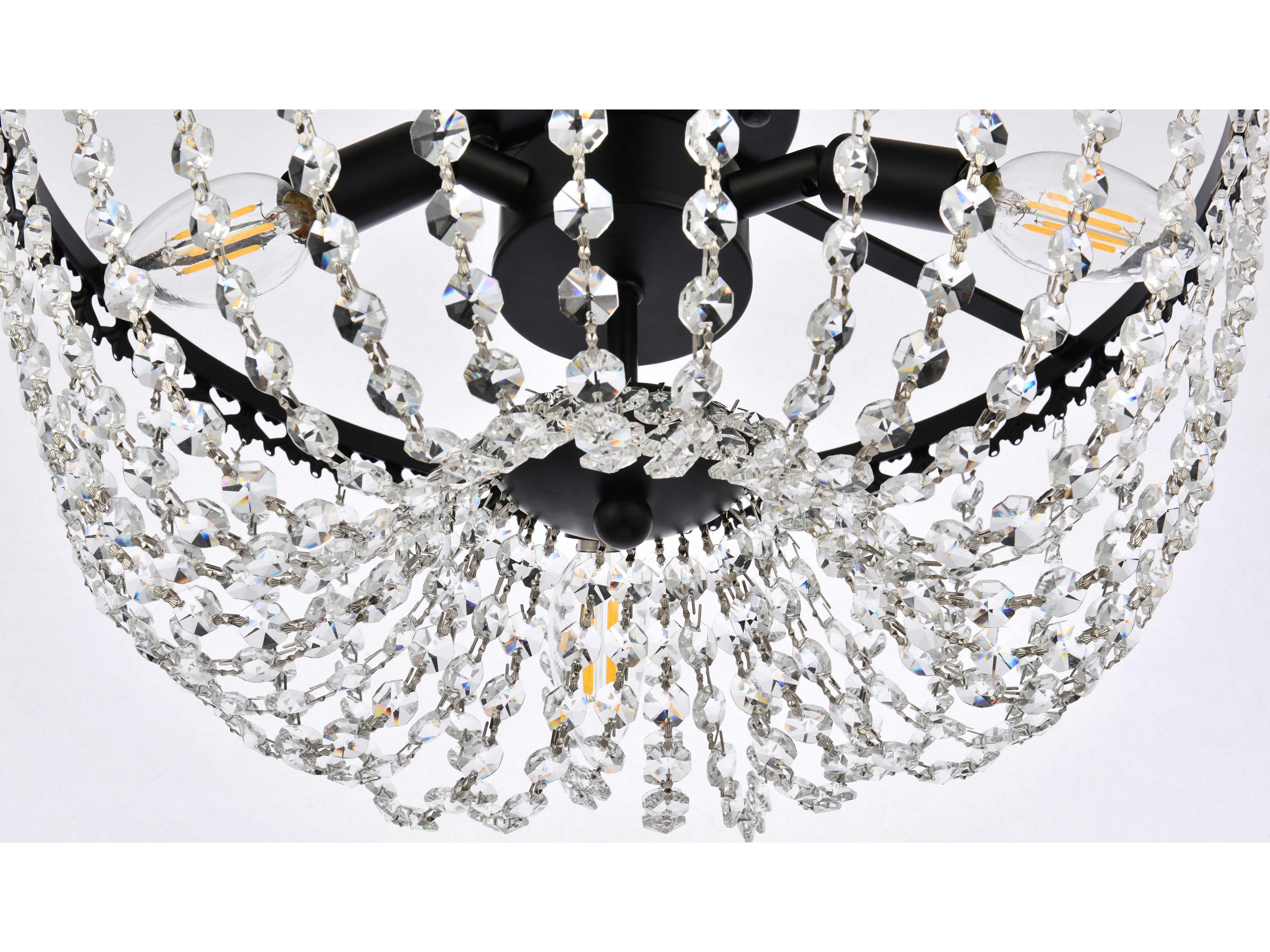 Elegant Lighting Kylie 3-Light Black Crystal Flush Mount