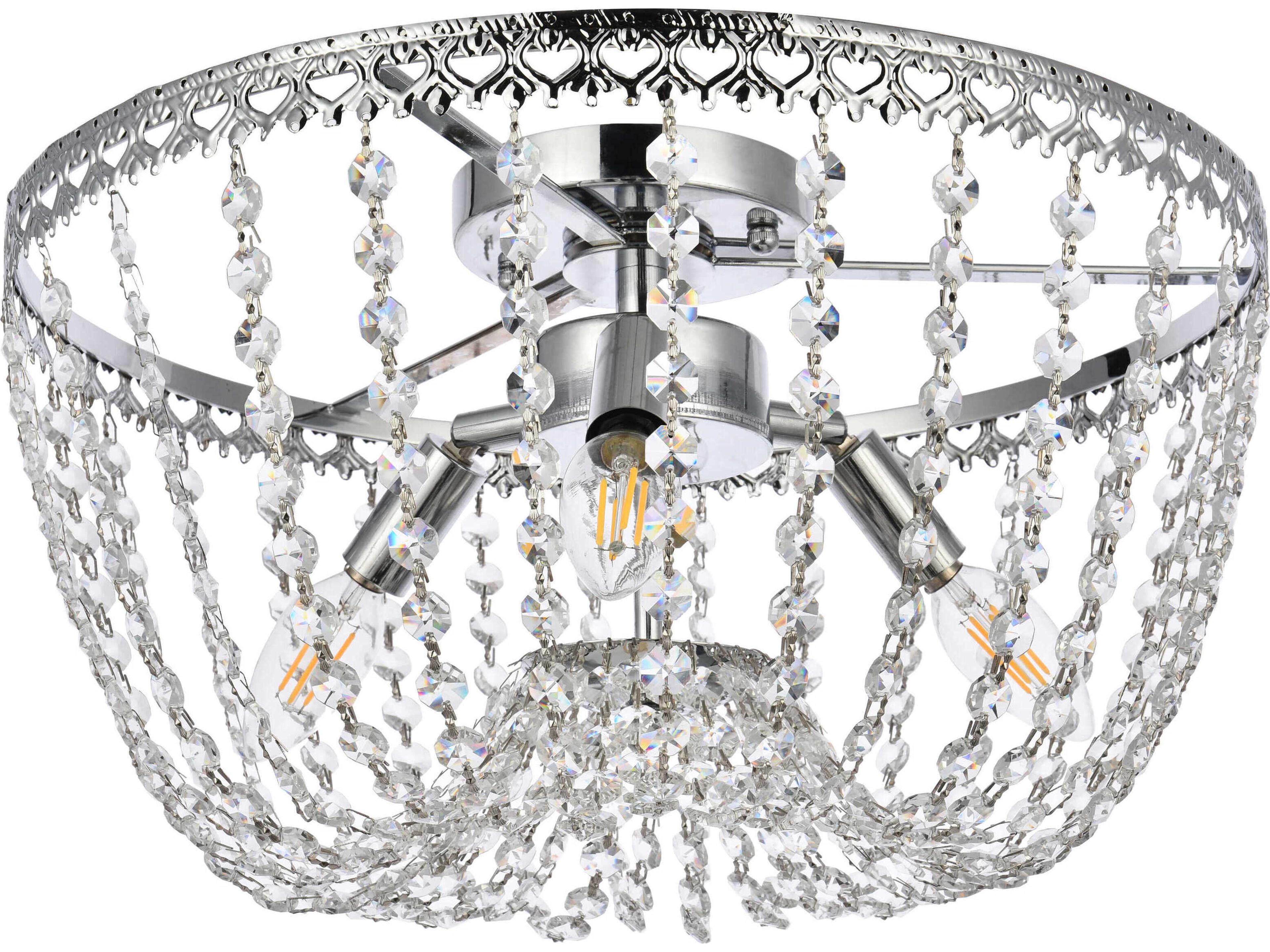 Elegant Lighting Kylie 3-Light Chrome Crystal Flush Mount
