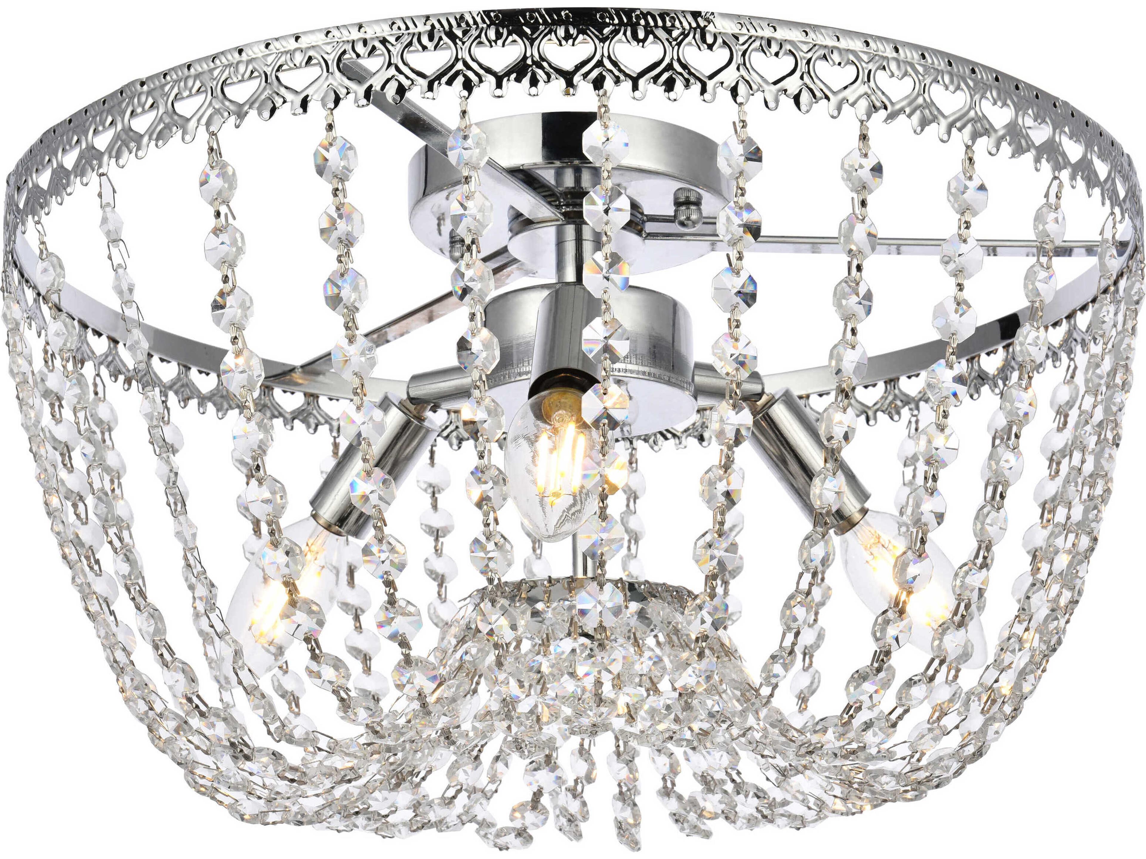 Elegant Lighting Kylie 3-Light Chrome Crystal Flush Mount