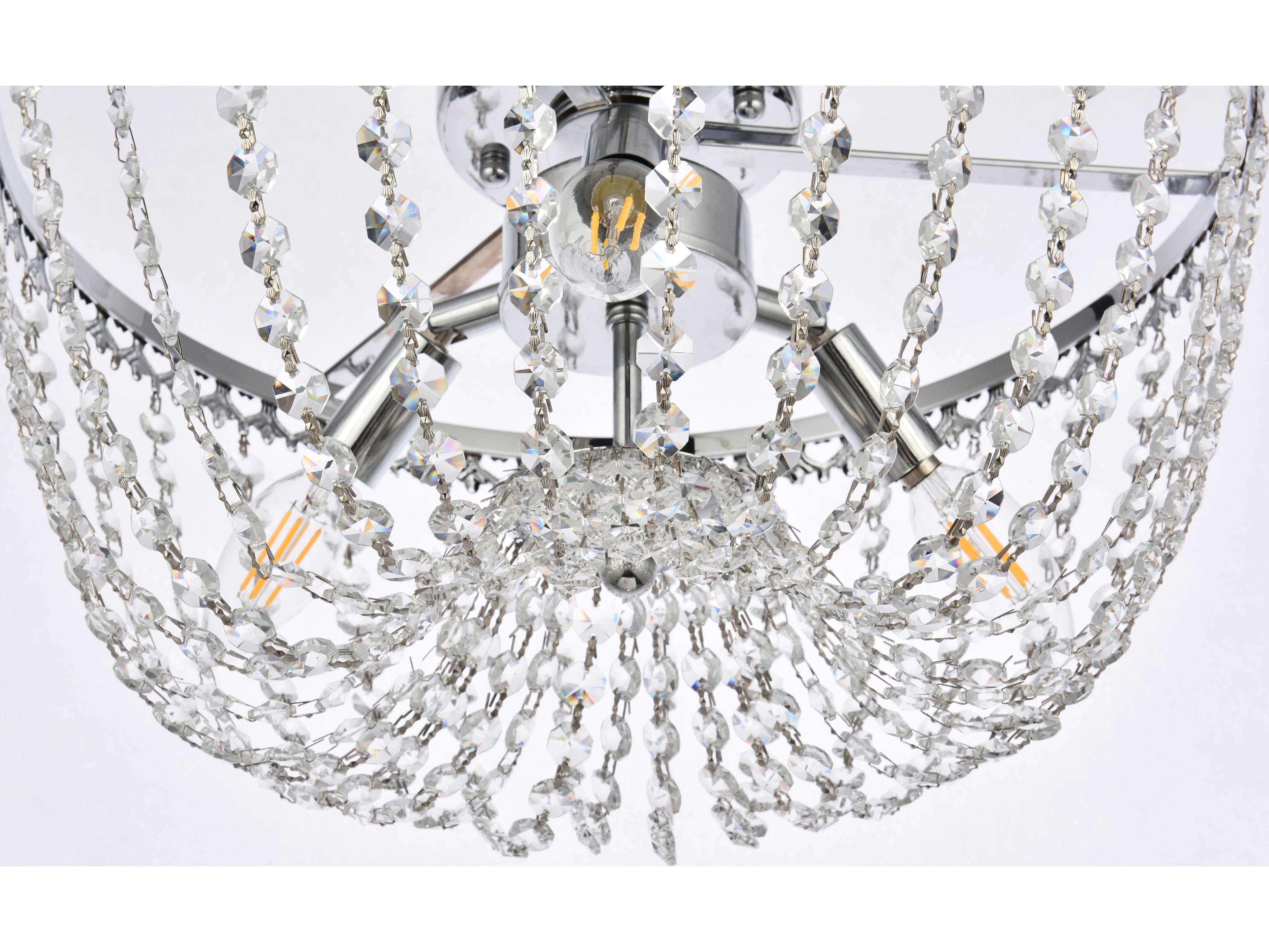 Elegant Lighting Kylie 3-Light Chrome Crystal Flush Mount
