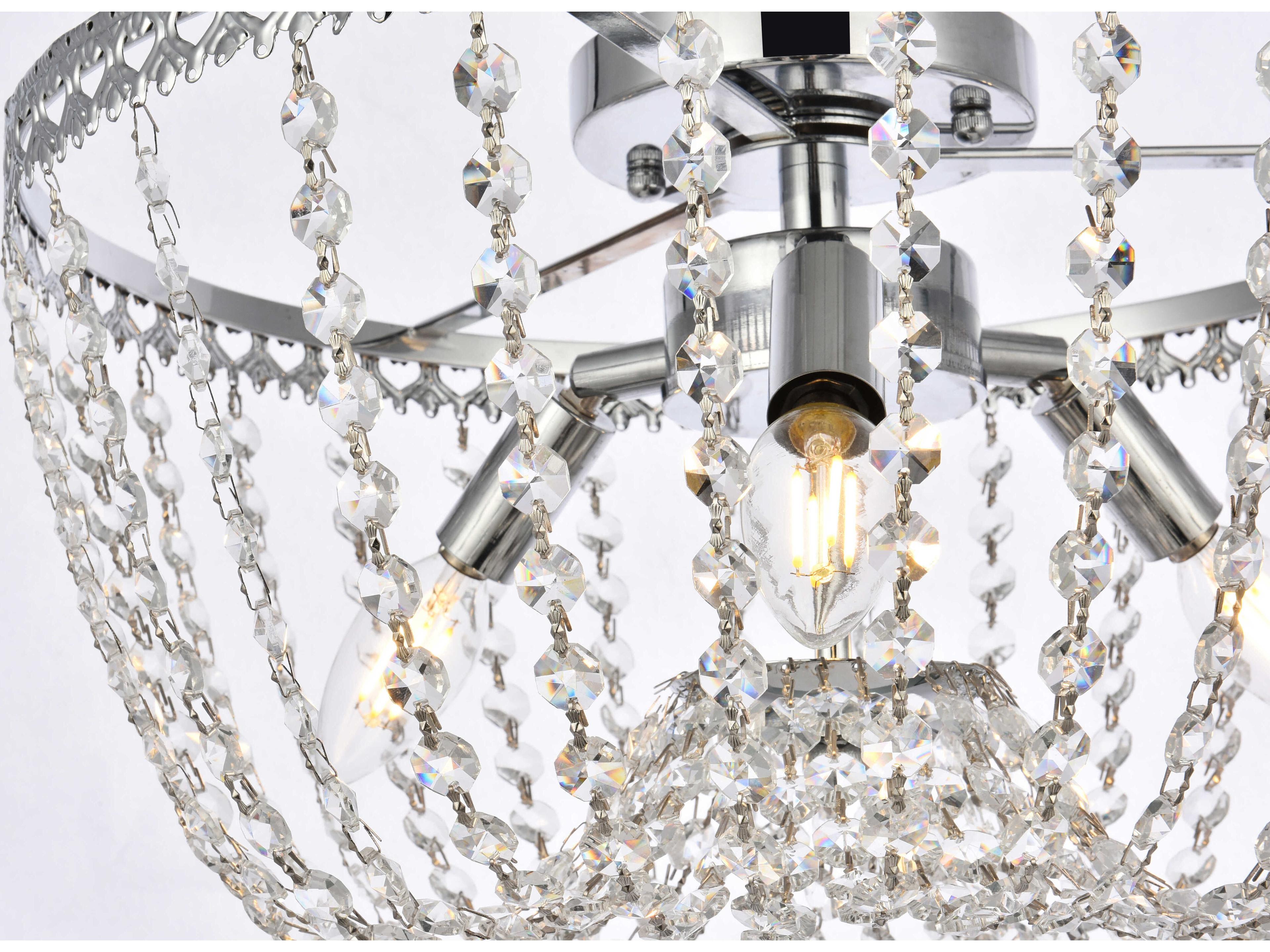 Elegant Lighting Kylie 3-Light Chrome Crystal Flush Mount