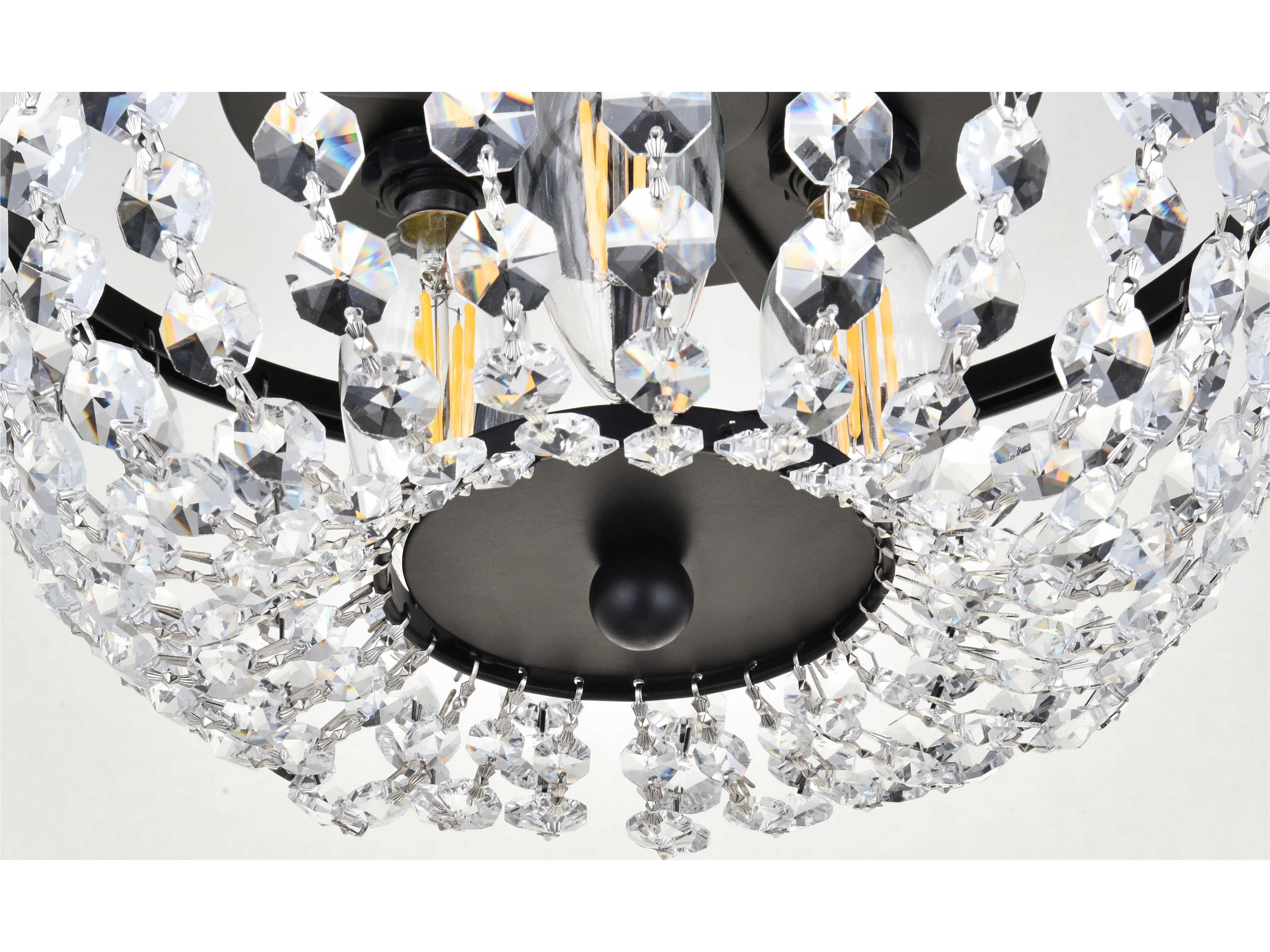 Elegant Lighting Gianna 3-Light Black Crystal Mini Pendant
