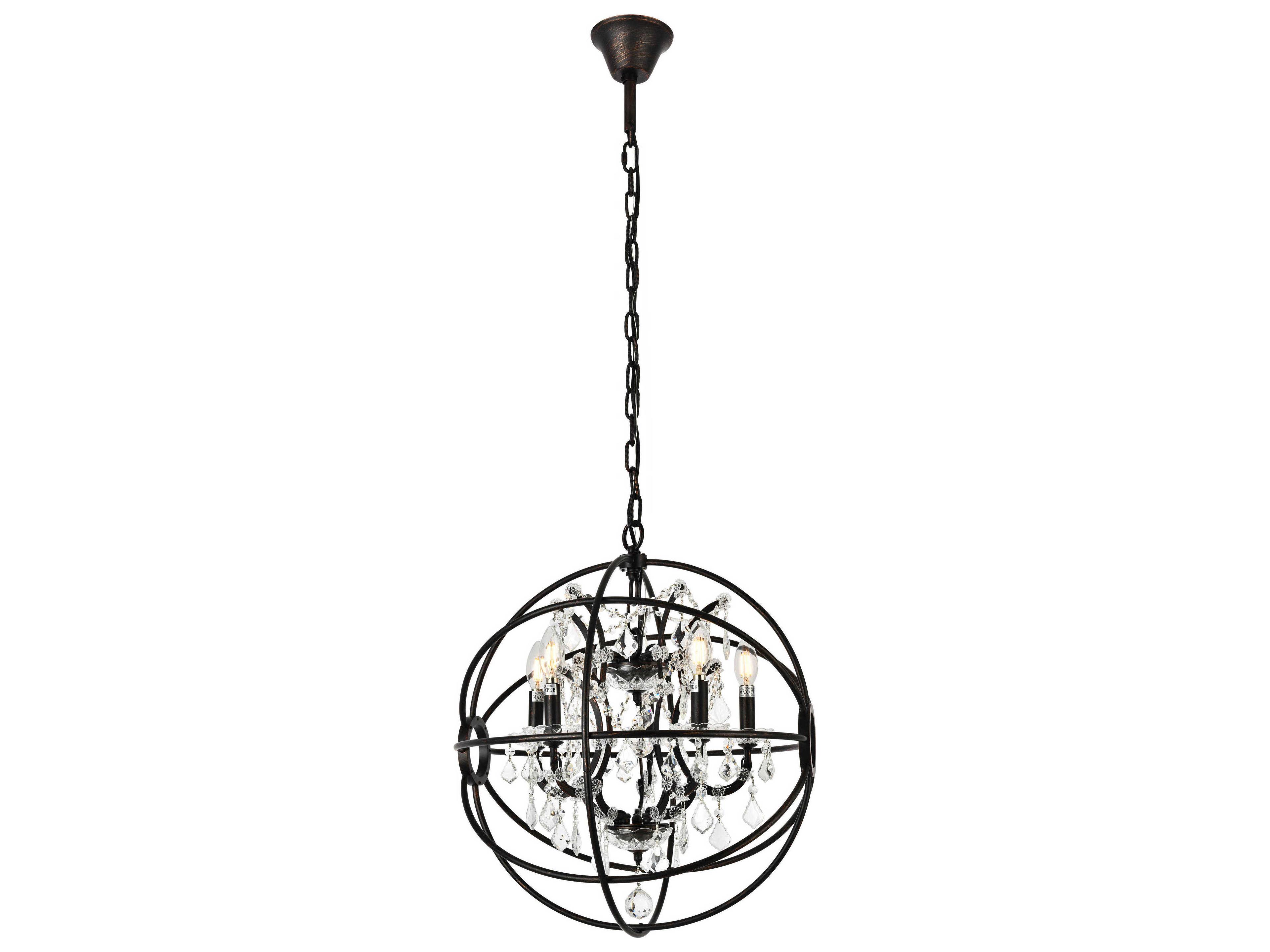 Geneva 5-Light Dark Bronze Crystal Candelabra Chandelier