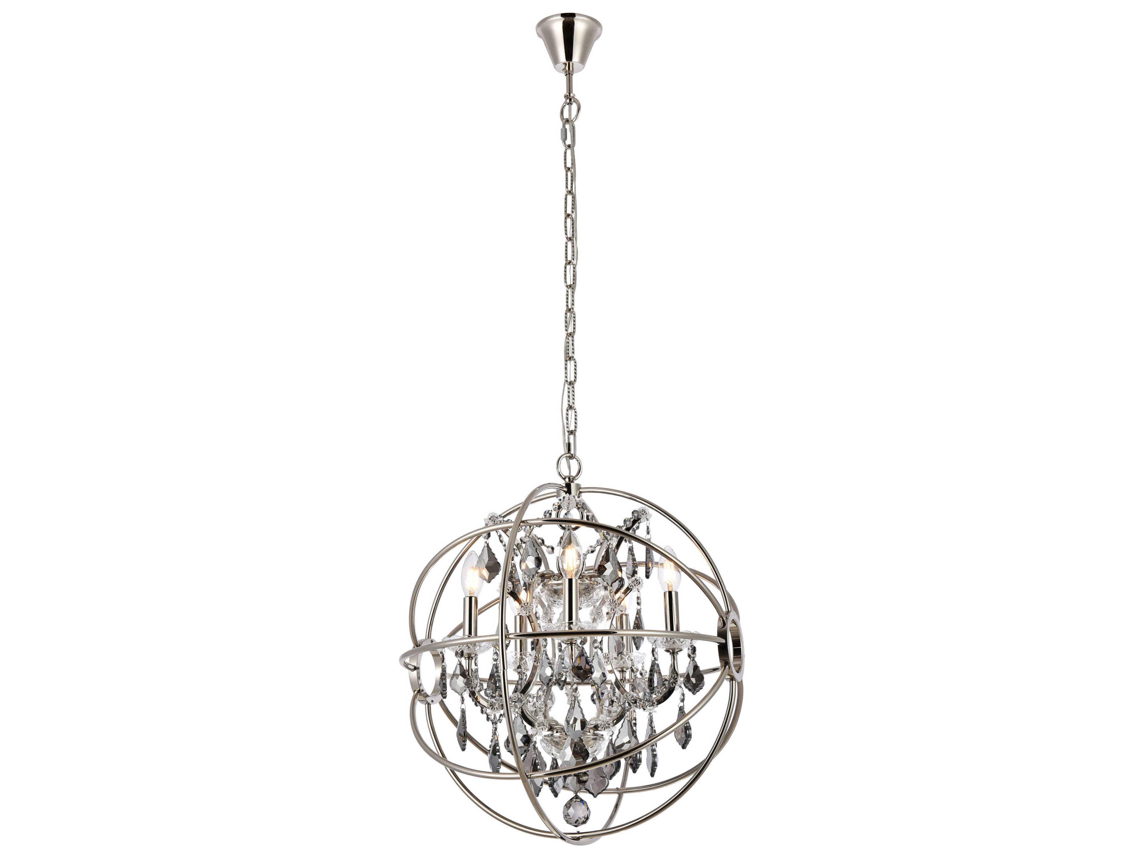 Geneva 5-Light Polished Nickel Crystal Candelabra Chandelier