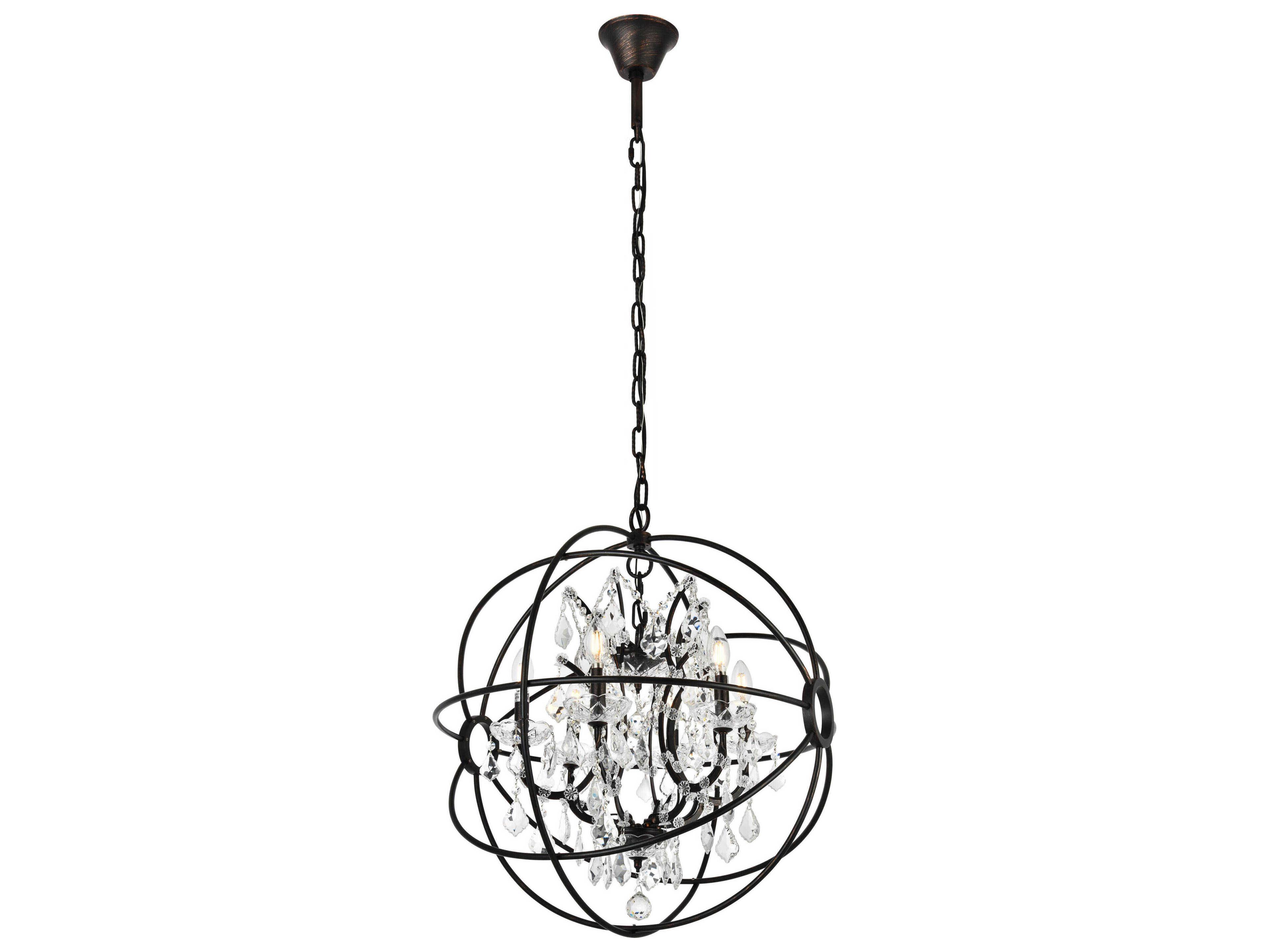 Geneva 6 -light Dark Bronze Crystal Candelabra Chandelier