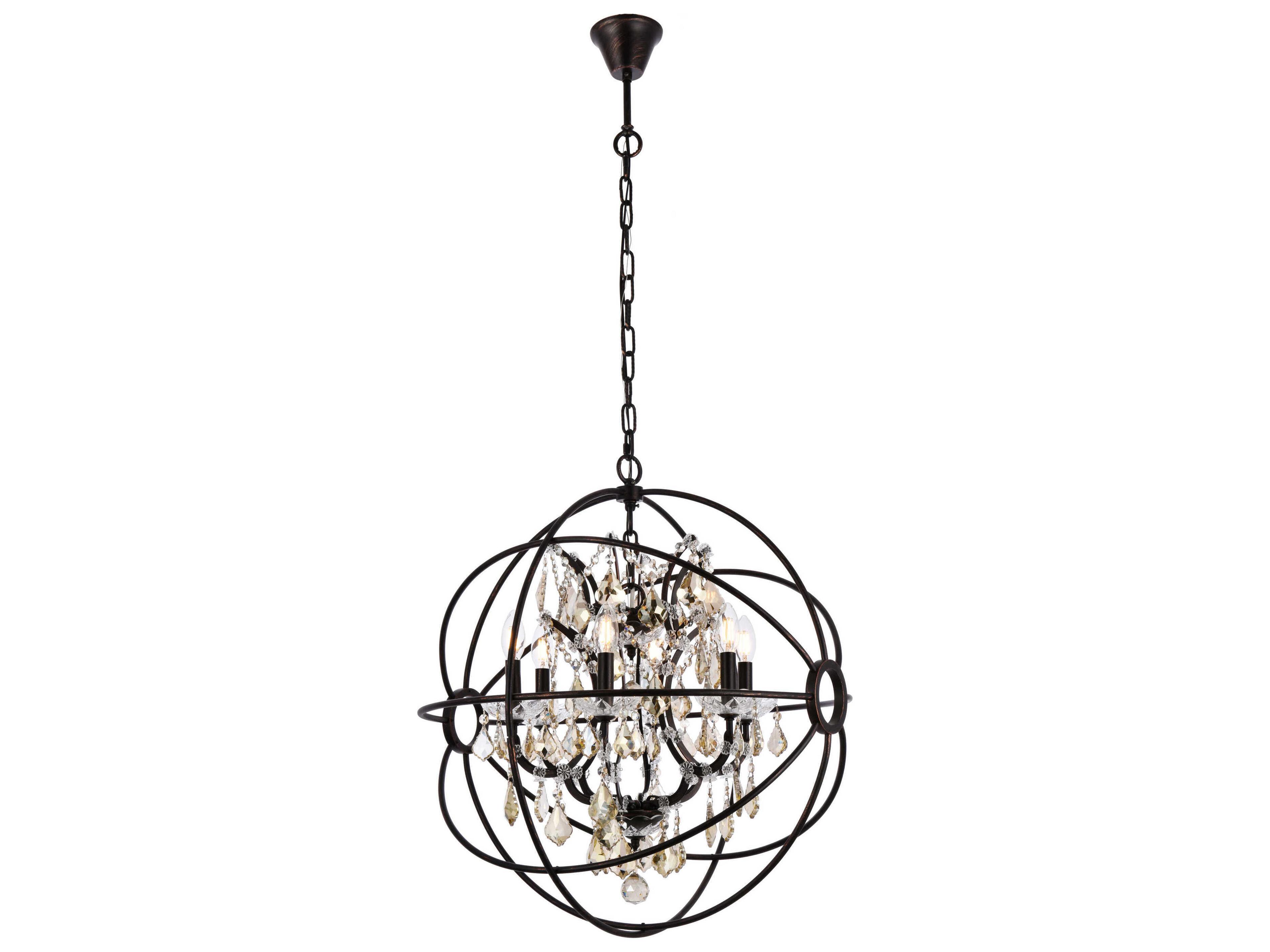 Geneva 6 -light Dark Bronze Crystal Candelabra Chandelier