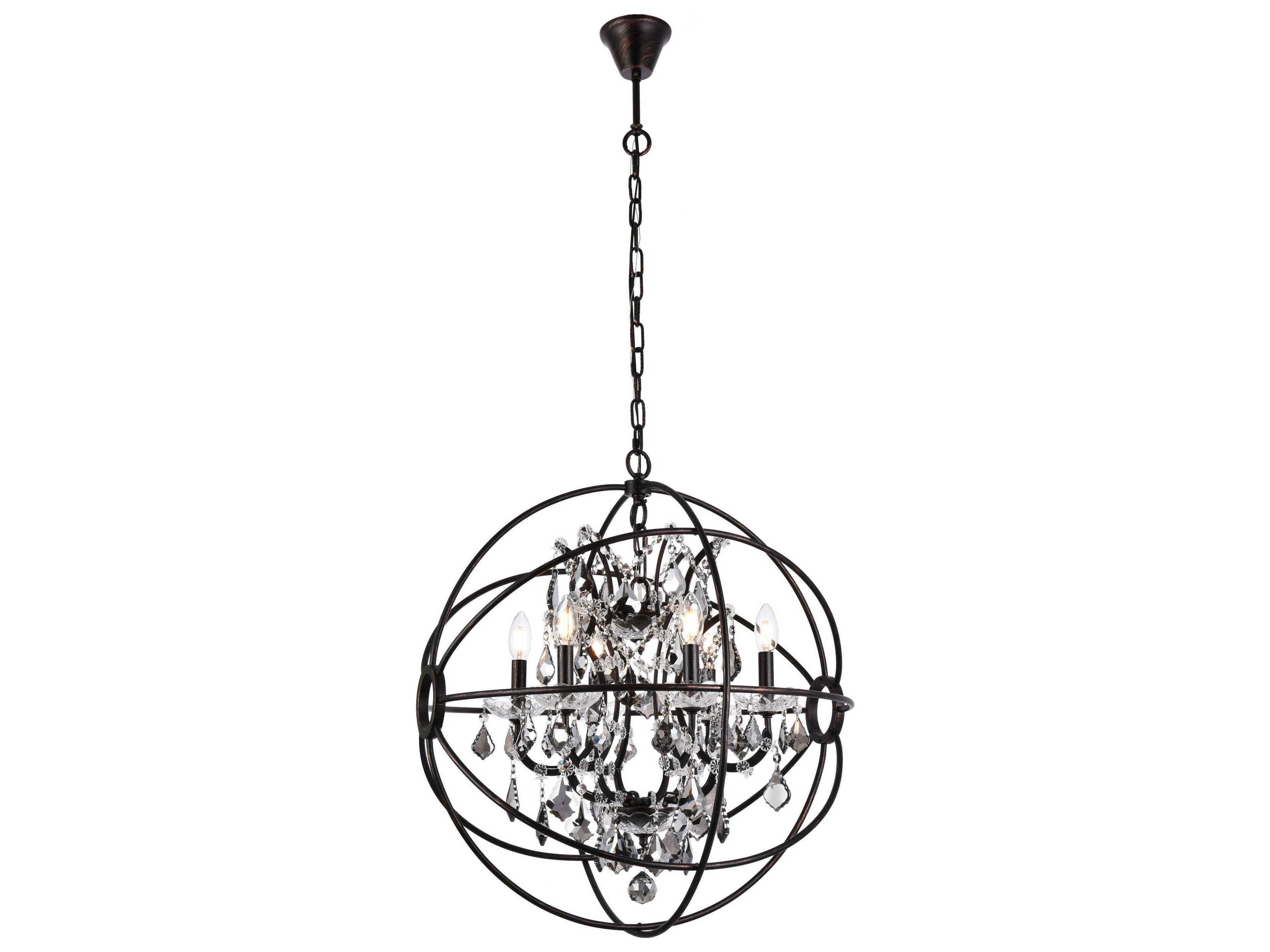 Geneva 6 -light Dark Bronze Crystal Candelabra Chandelier