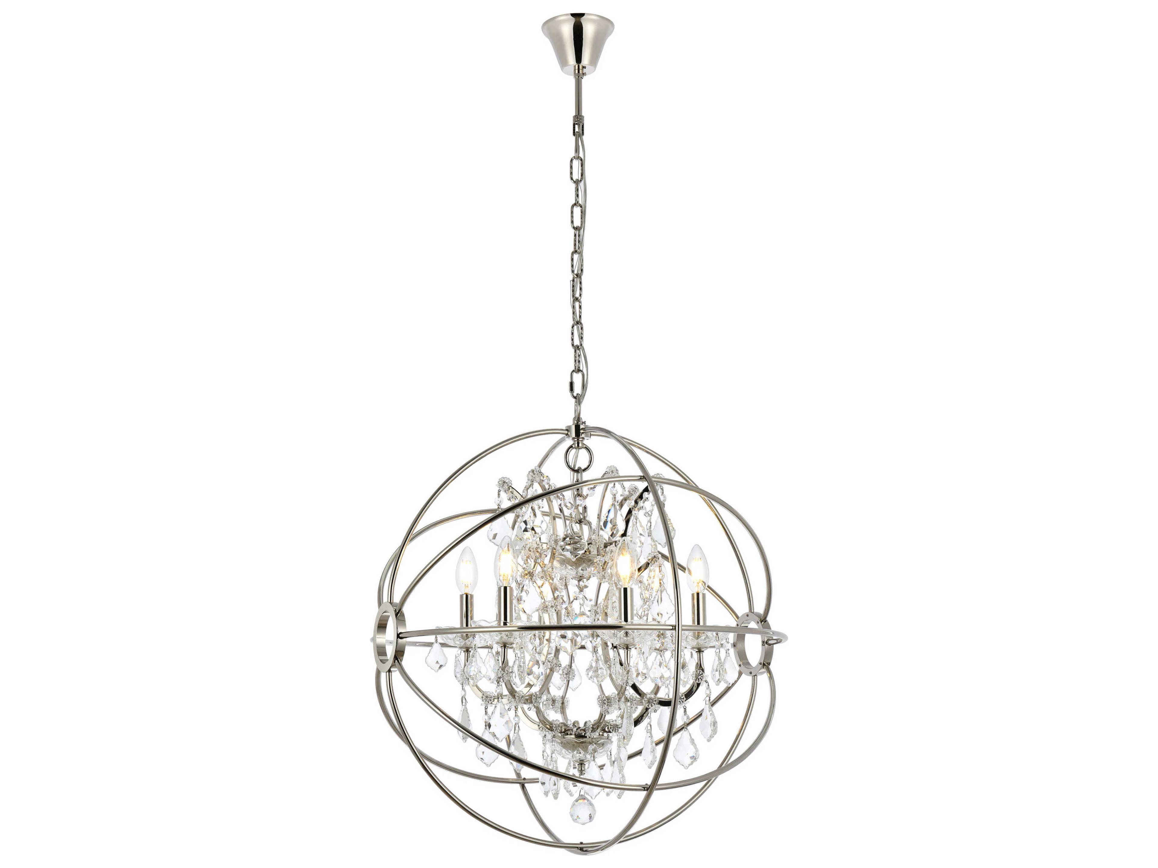 Urban 6 -light Polished Nickel Clear Crystal Candelabra Round Chandelier