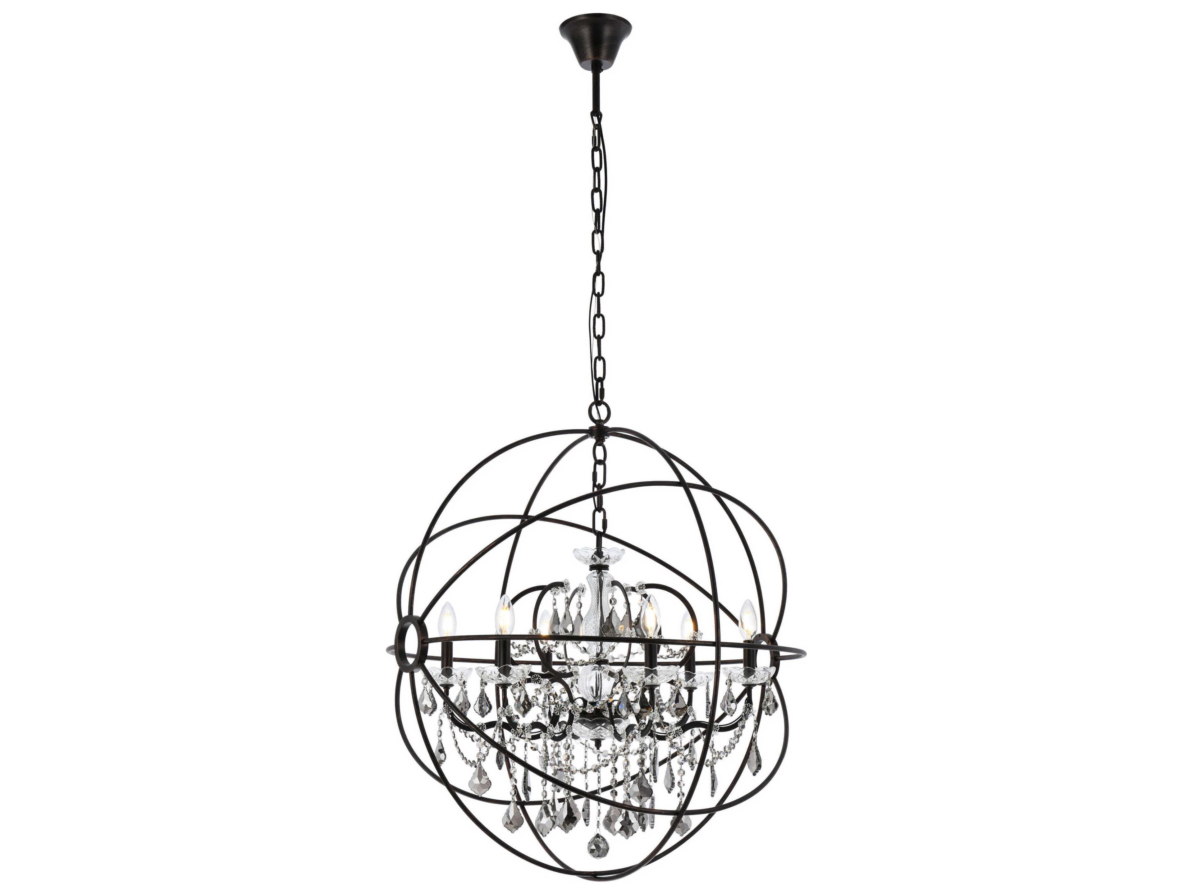 Geneva 6 -light Dark Bronze Crystal Candelabra Chandelier