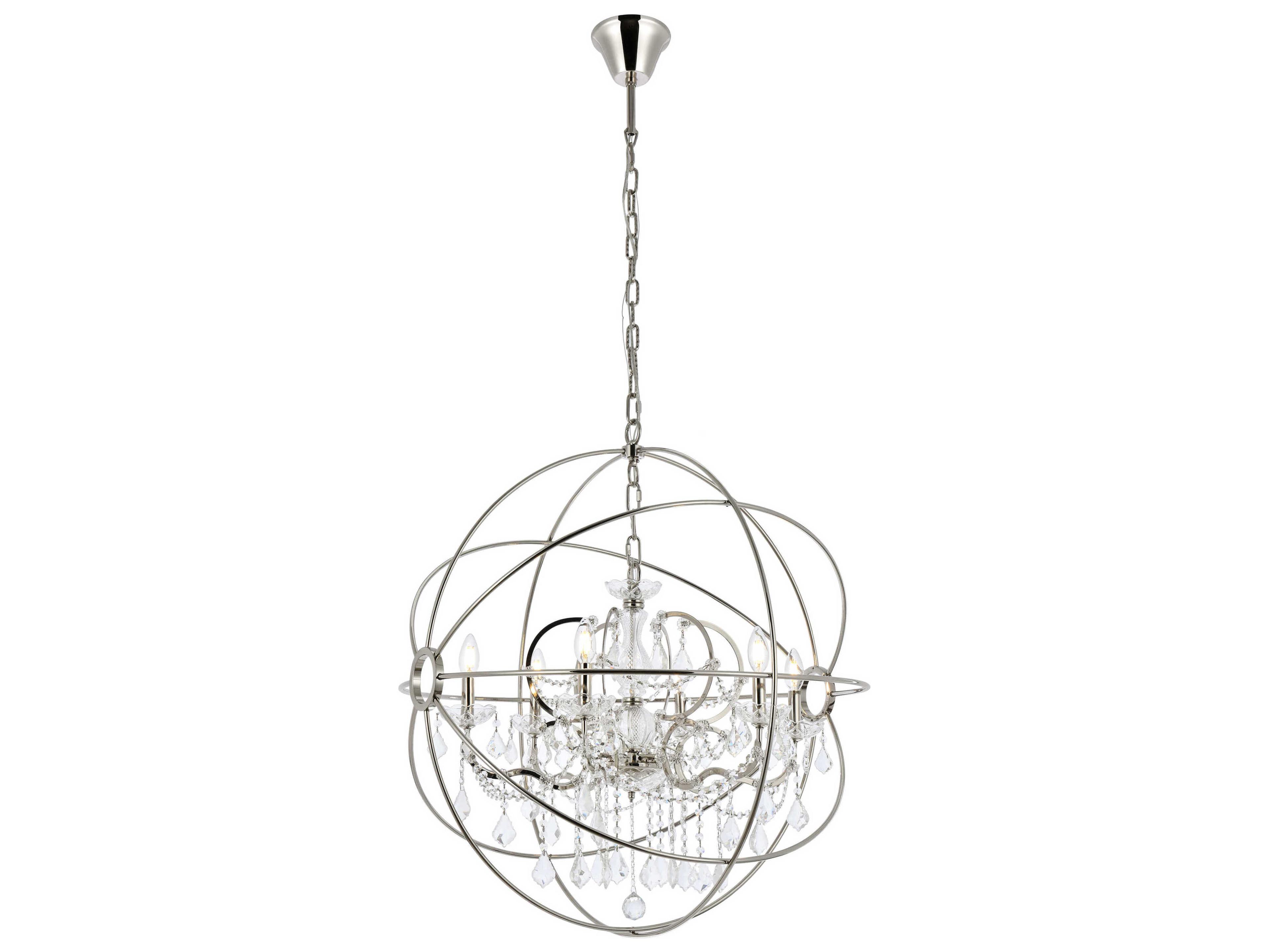 Urban 6 -light Polished Nickel Clear Crystal Candelabra Round Chandelier