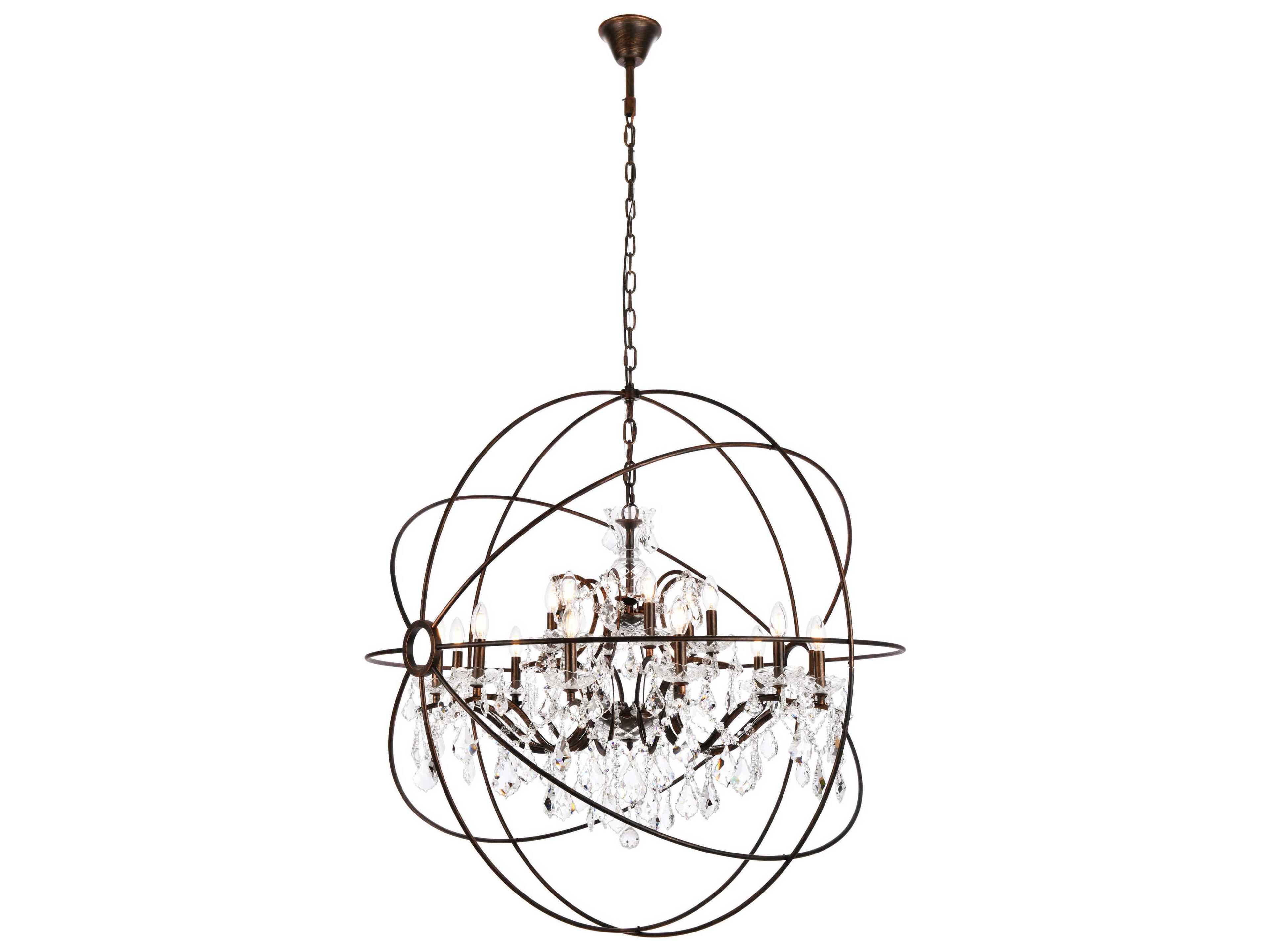 Geneva 18-Light Crystal Chandelier with Clear Royal Cut Crystals in Dark Bronze