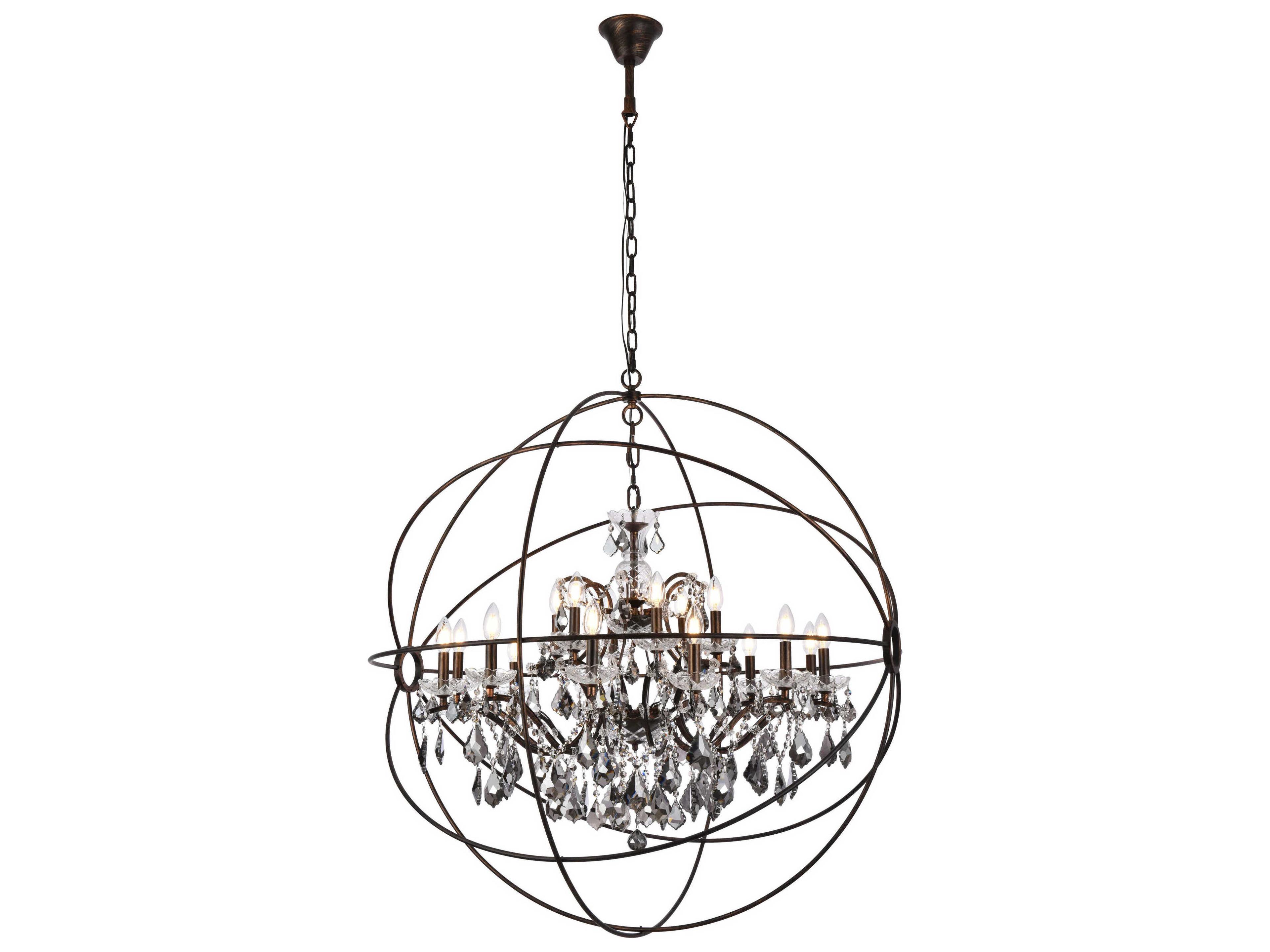 Geneva 18-Light Dark Bronze Crystal Candelabra Chandelier