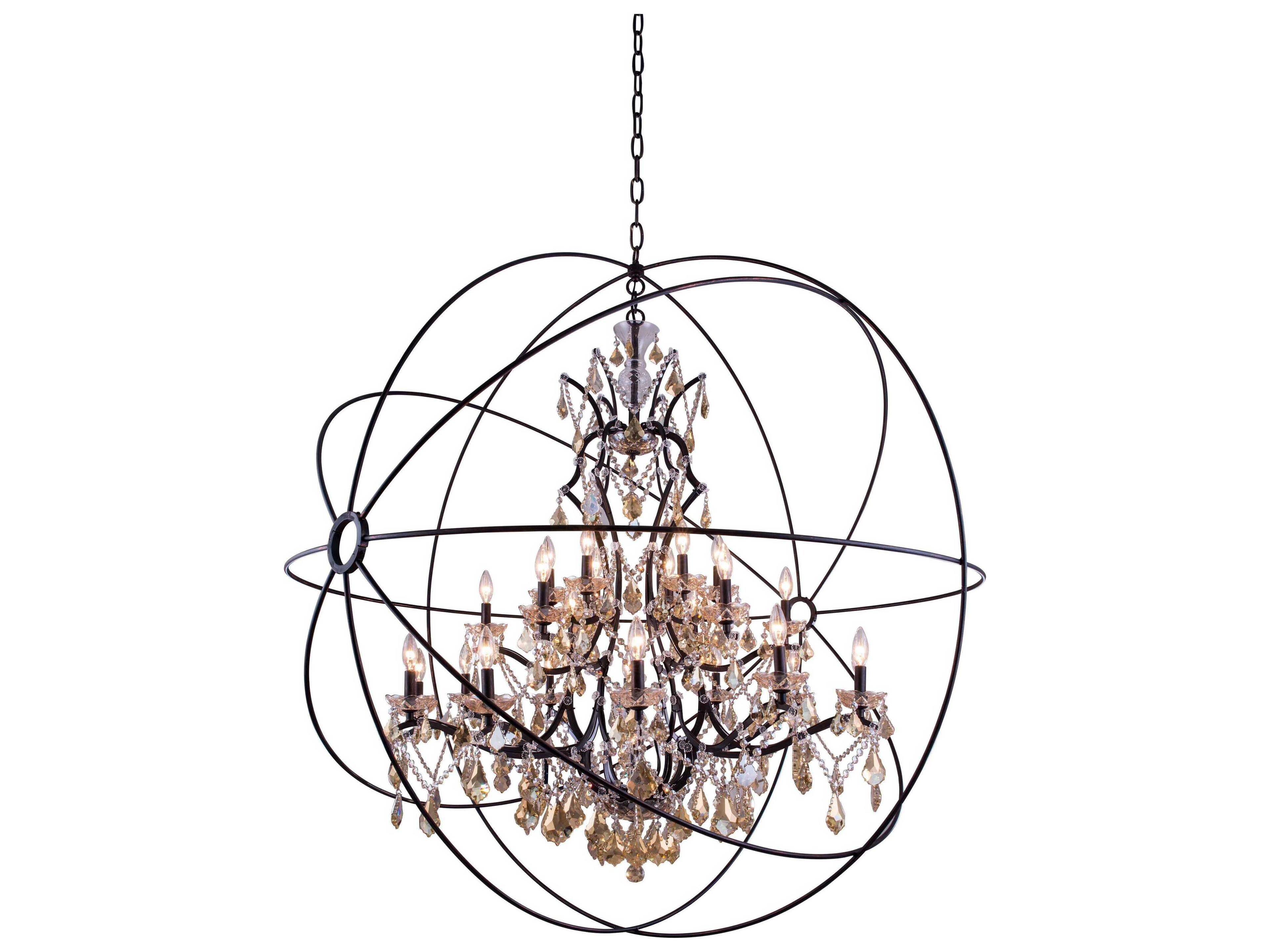 Geneva 25-Light Dark Bronze Crystal Candelabra Chandelier