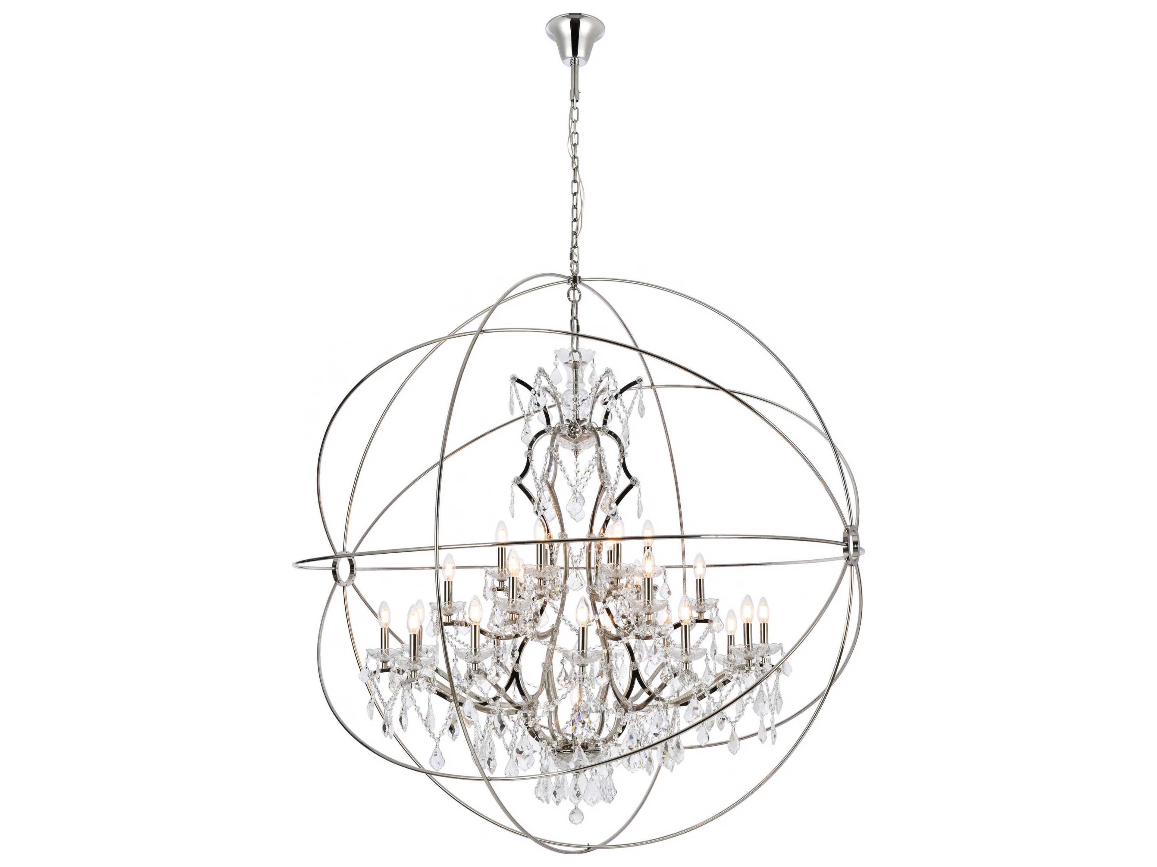 Urban 25-Light Polished Nickel Clear Crystal Candelabra Round Tiered Chandelier