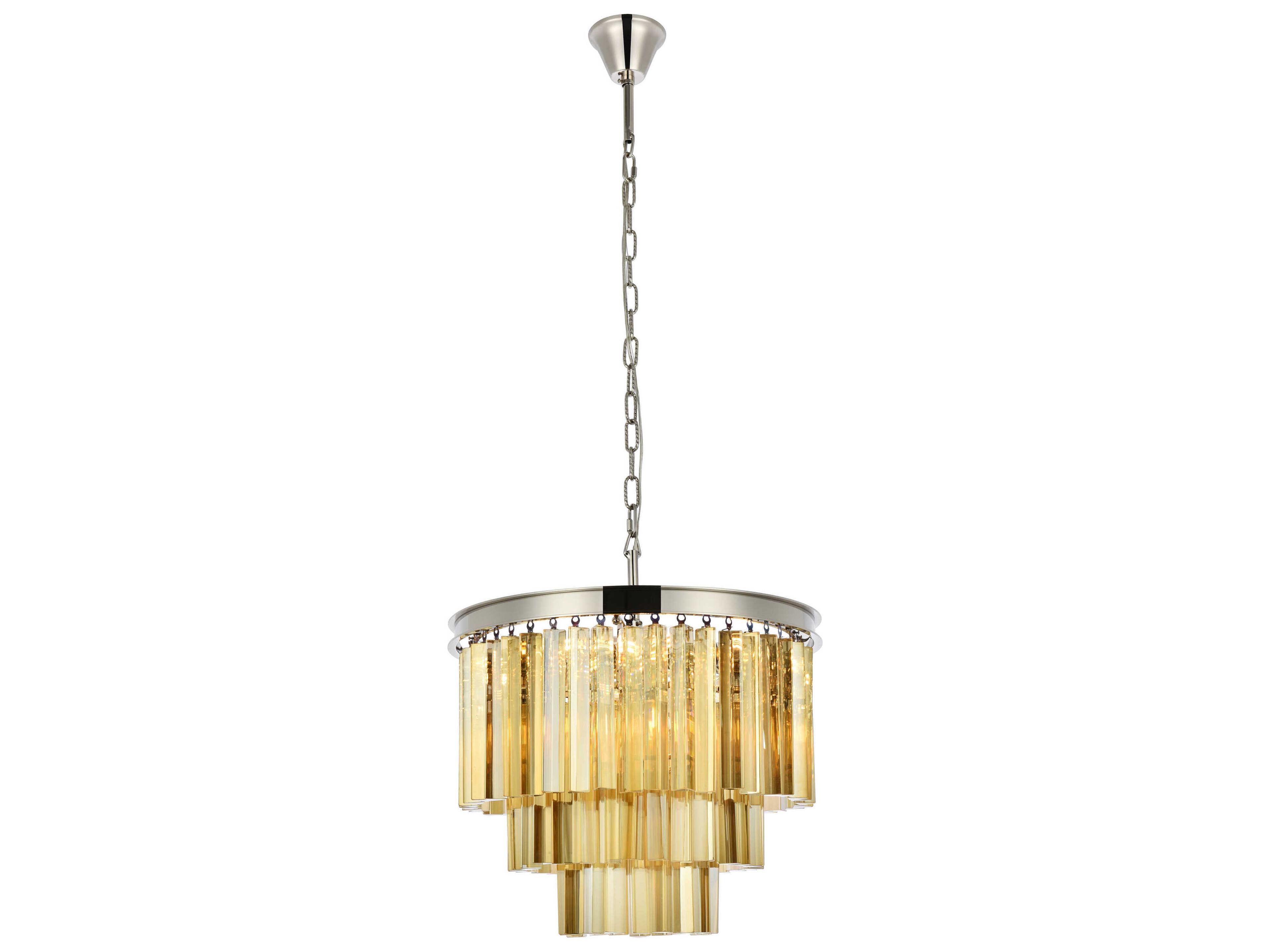 Elegant Lighting Sydney 9-Light Polished Nickel Gold Crystal Tiered Pendant