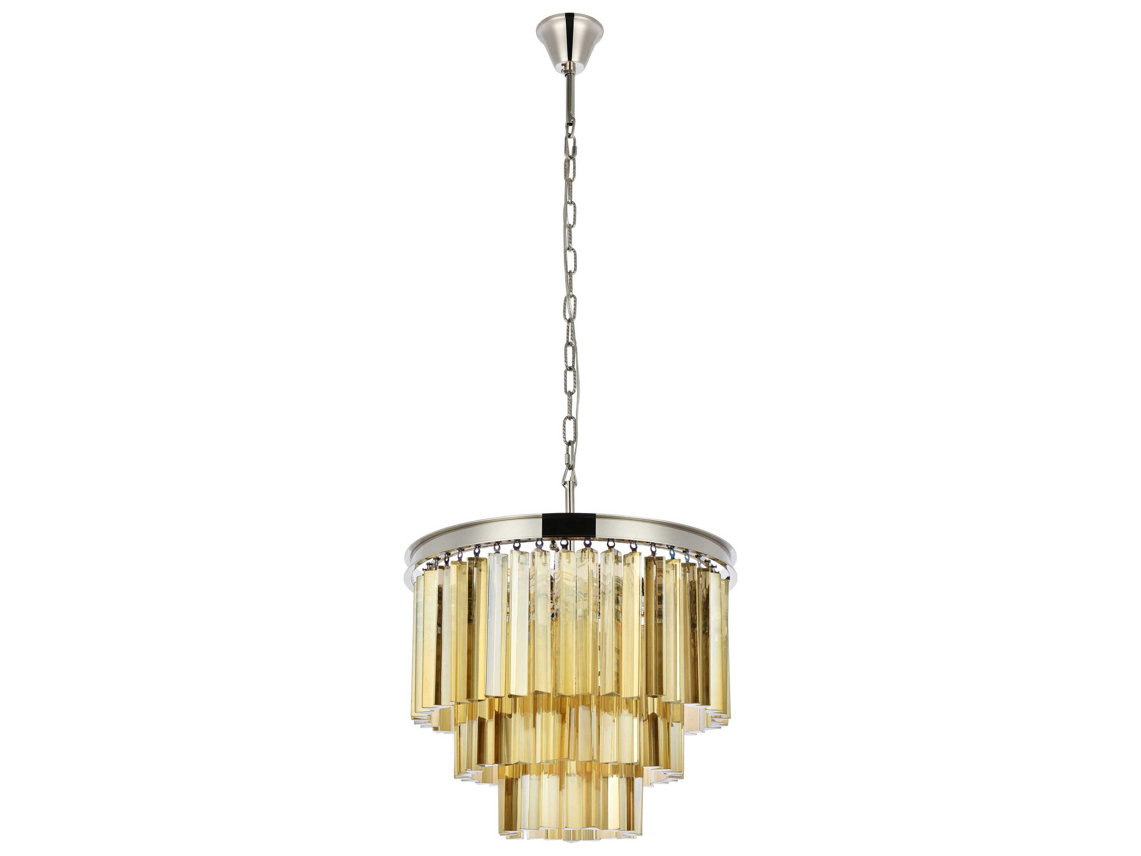 Elegant Lighting Sydney 9-Light Polished Nickel Gold Crystal Tiered Pendant