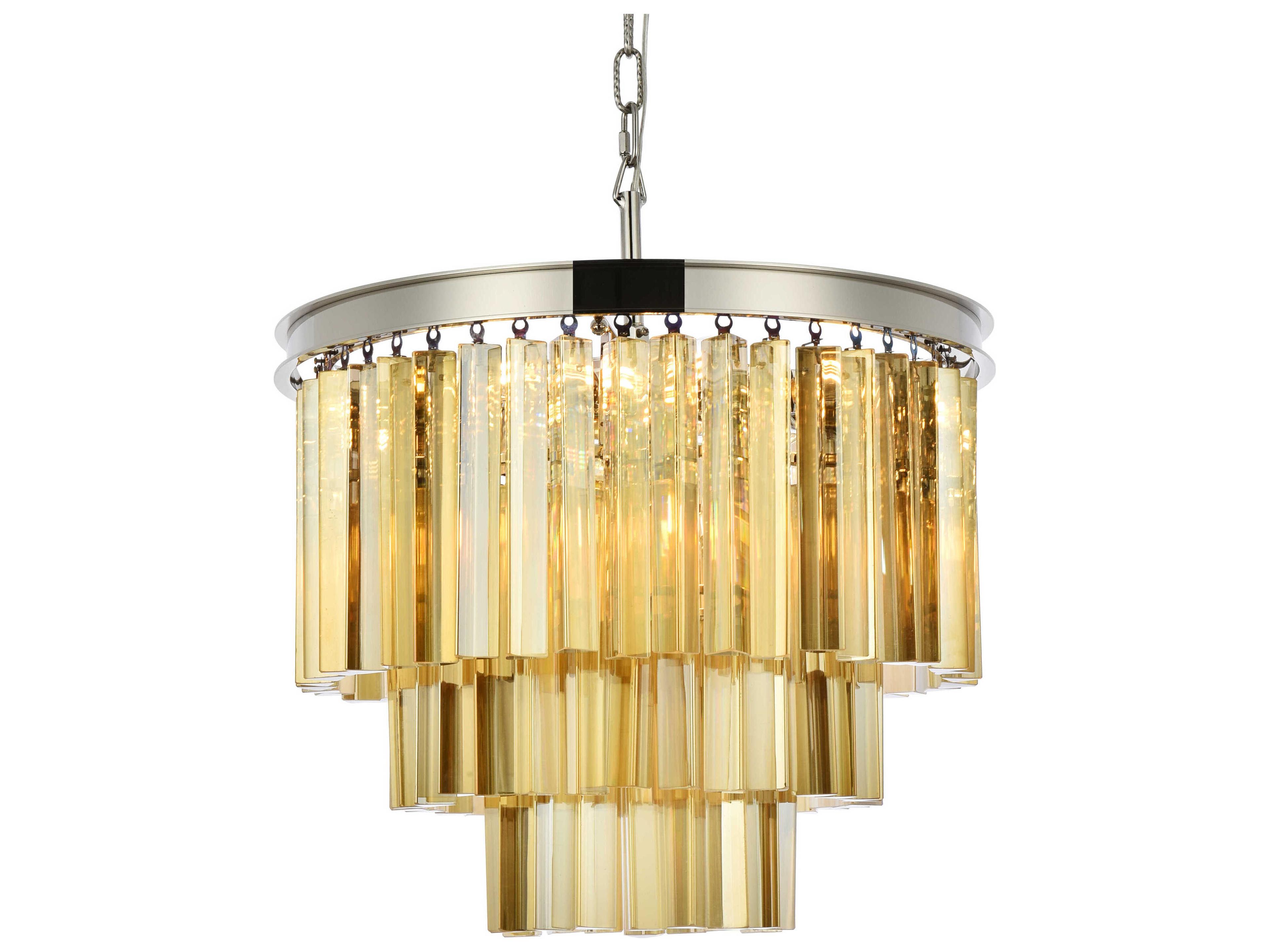 Elegant Lighting Sydney 9-Light Polished Nickel Gold Crystal Tiered Pendant