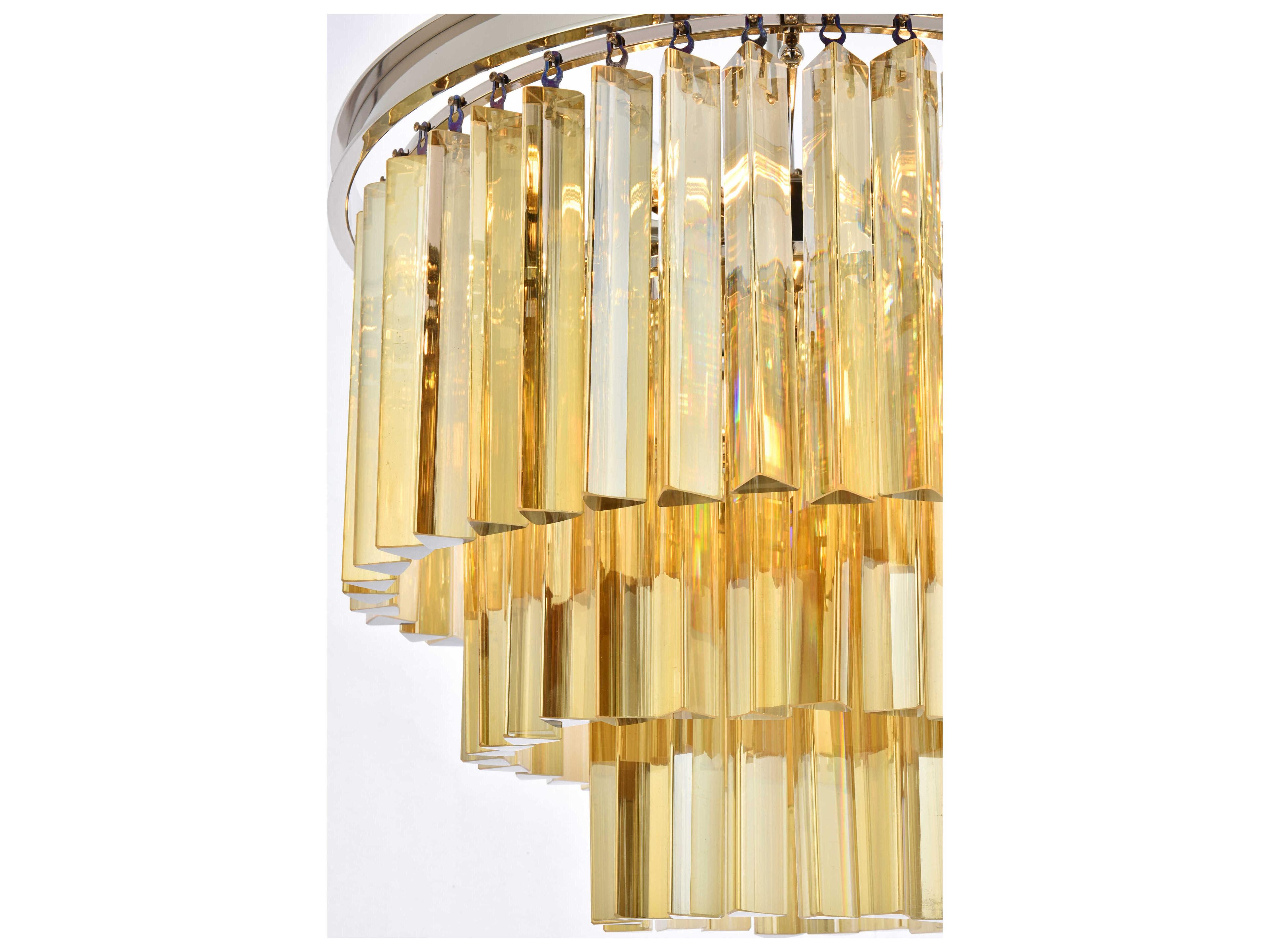 Elegant Lighting Sydney 9-Light Polished Nickel Gold Crystal Tiered Pendant