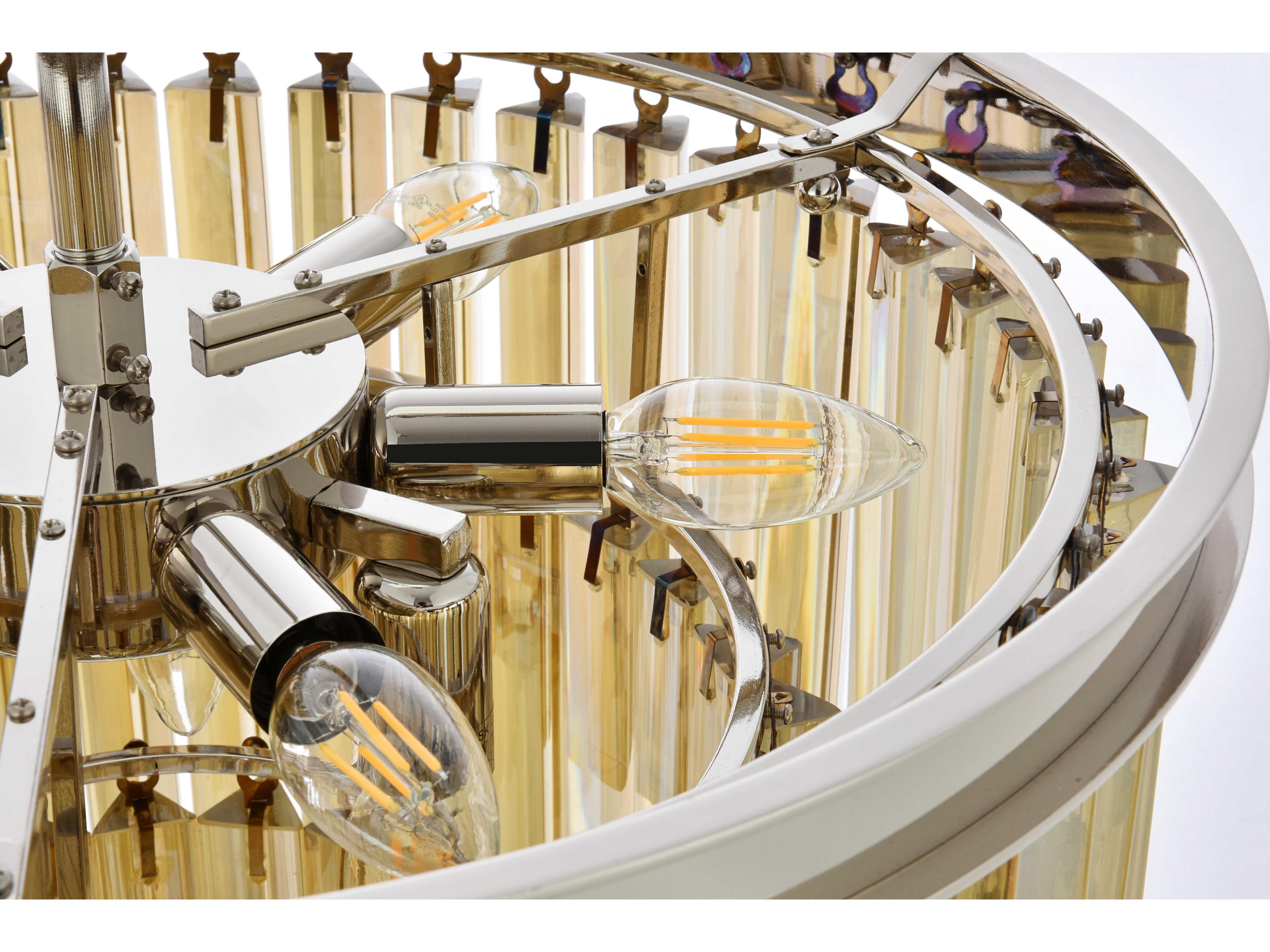 Elegant Lighting Sydney 9-Light Polished Nickel Gold Crystal Tiered Pendant